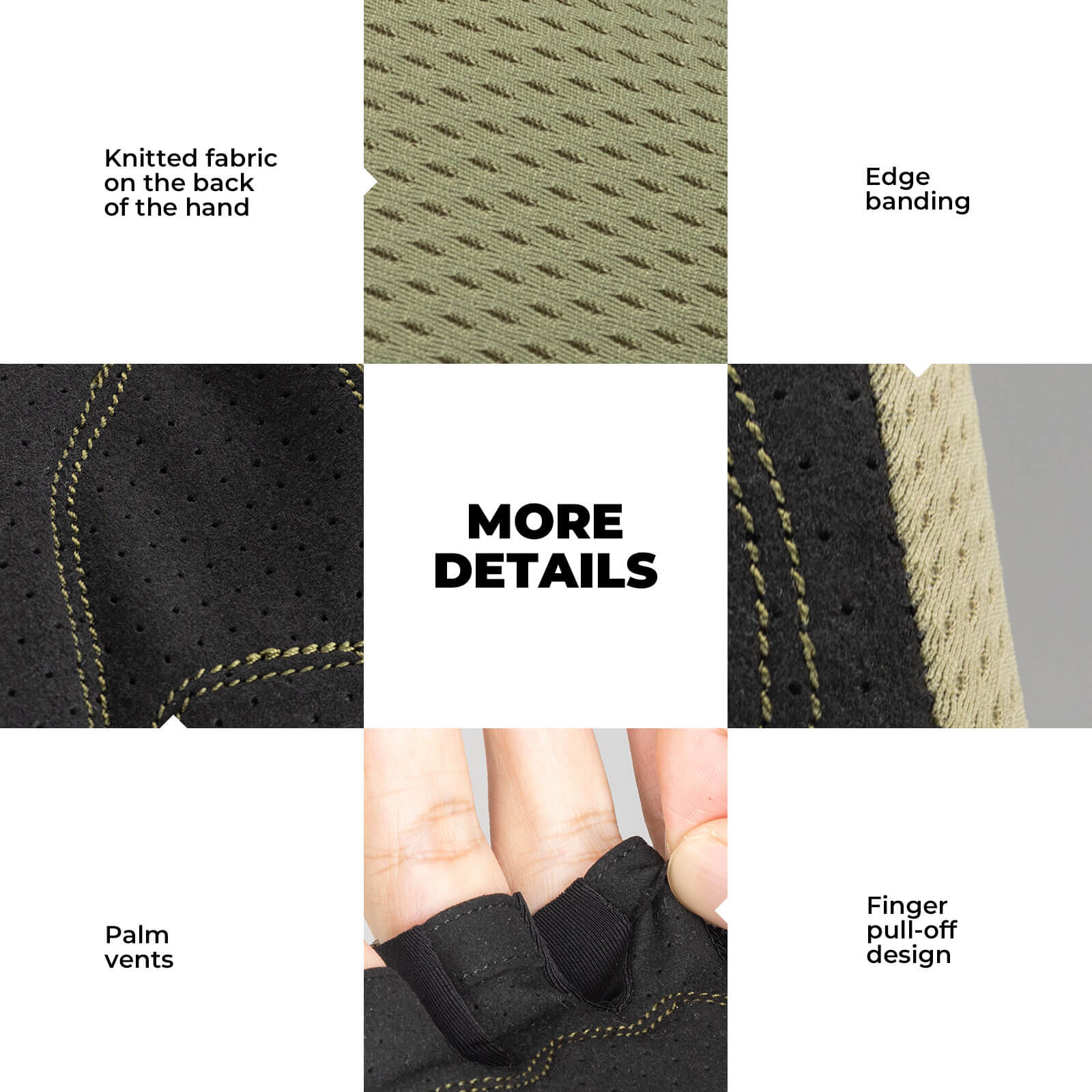 rockbros breathable summer cycling gloves for road and mountain biking
#color_black green