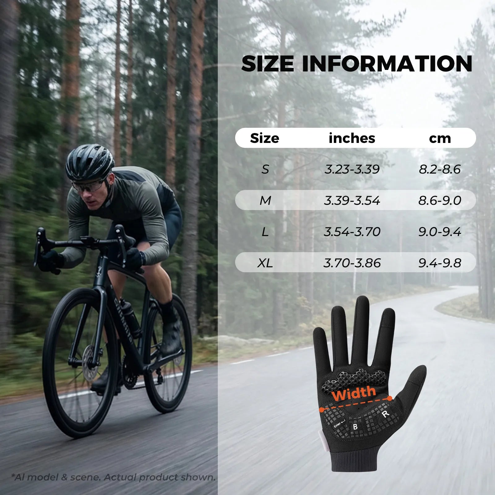 ROCKBROS S405 3D full finger cycling gloves in black, touchscreen compatible and breathable.
#color_black