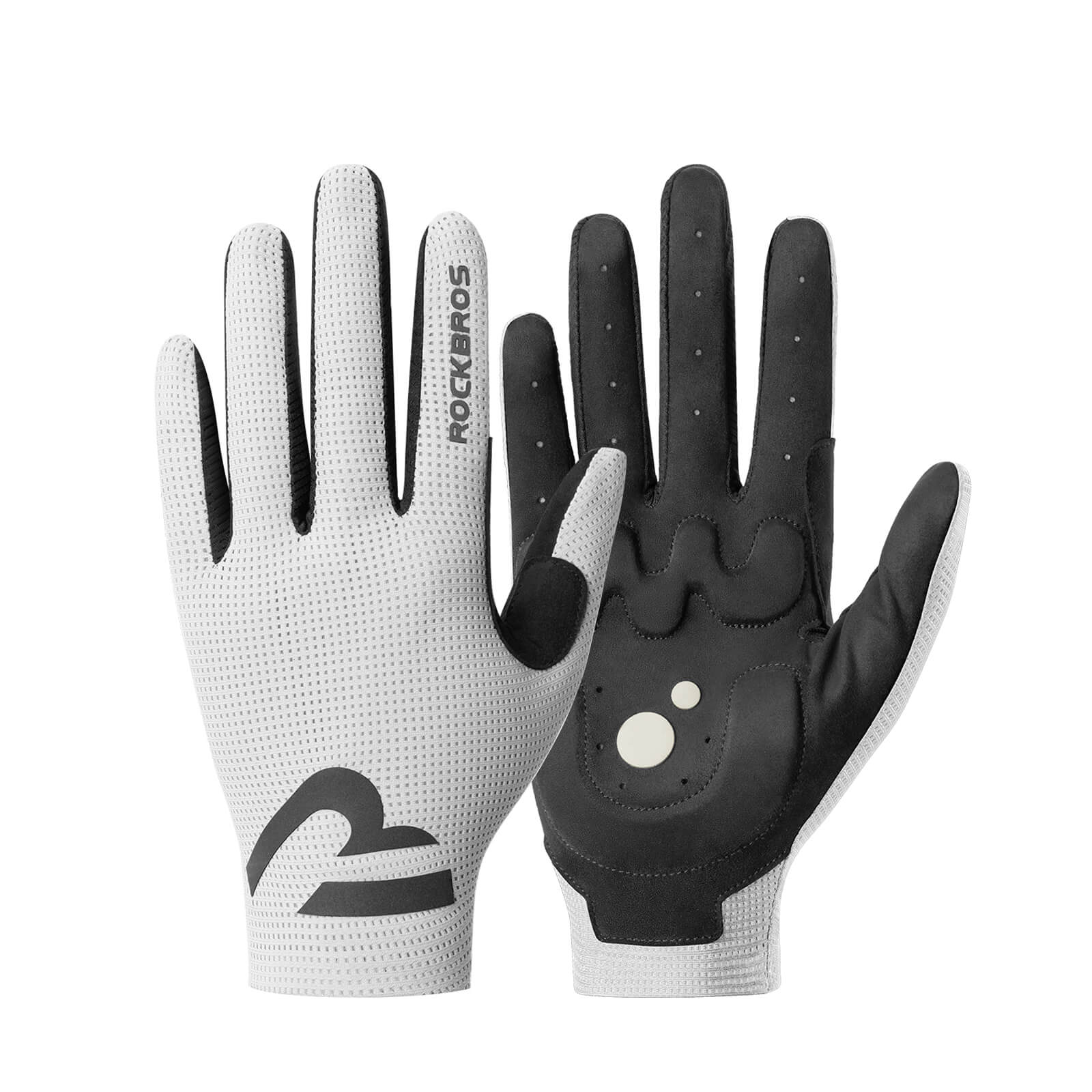rockbros sbr padded full finger cycling gloves for mountain biking.
#color_white