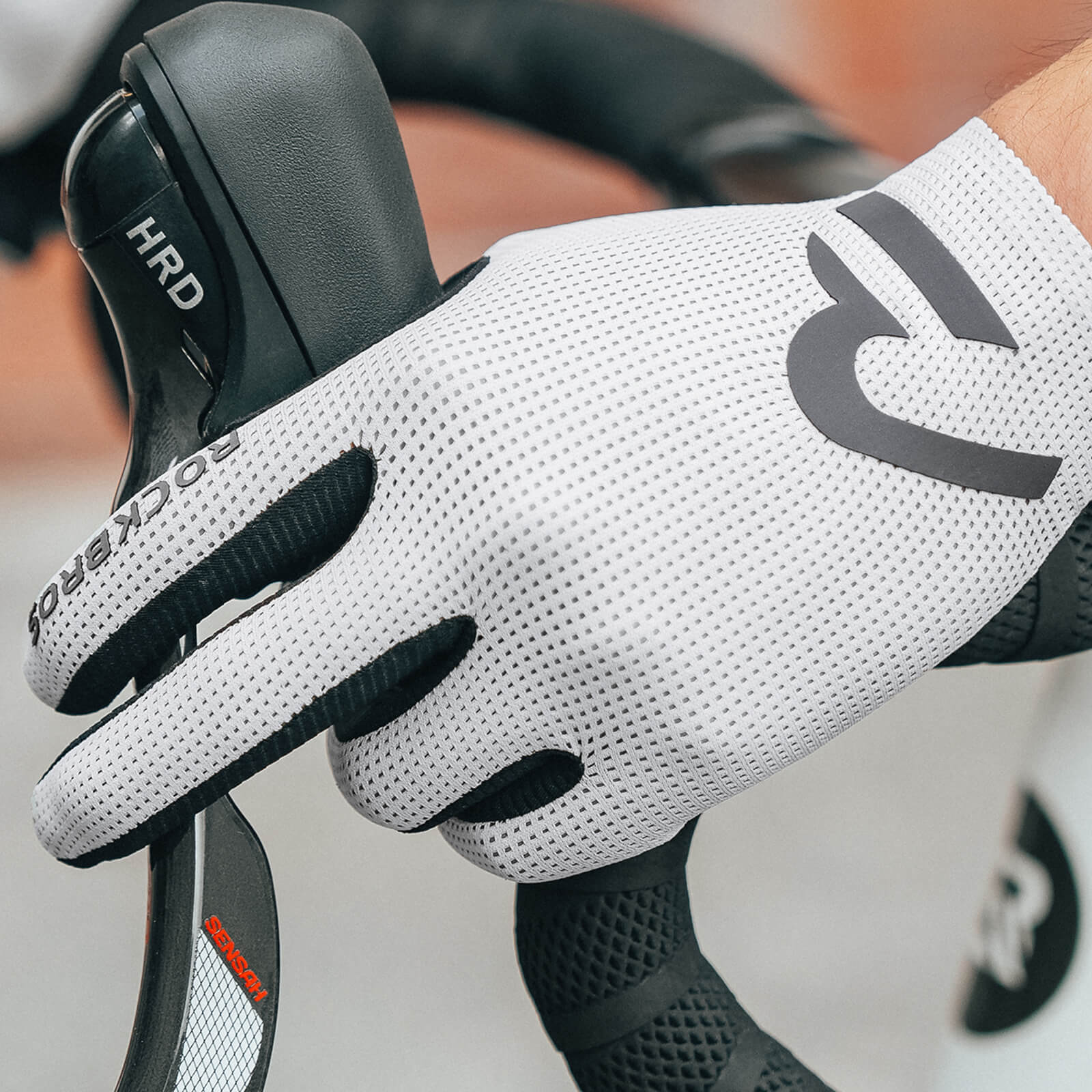 rockbros sbr padded full finger cycling gloves for mountain biking.
#color_white