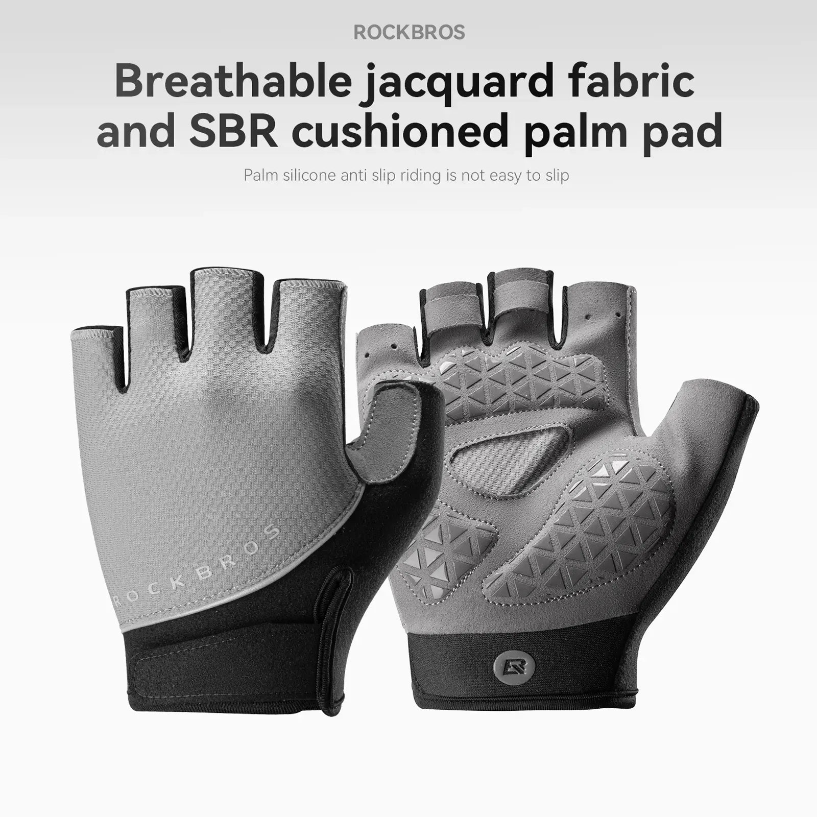 ROCKBROS S424 summer half-finger cycling gloves with breathable design.
#colour_black