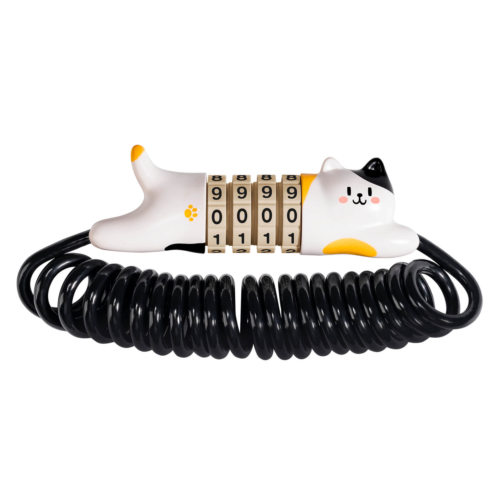 Rockbros SafeCat 4-digit combination padlock with cute cat shape design.
#color_black