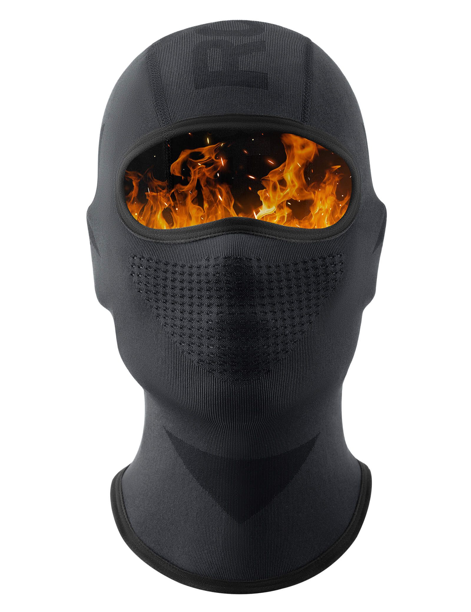 RockBros Seamless Knitted Black Face Mask for Cycling and Outdoor Sports, showing full-face coverage.