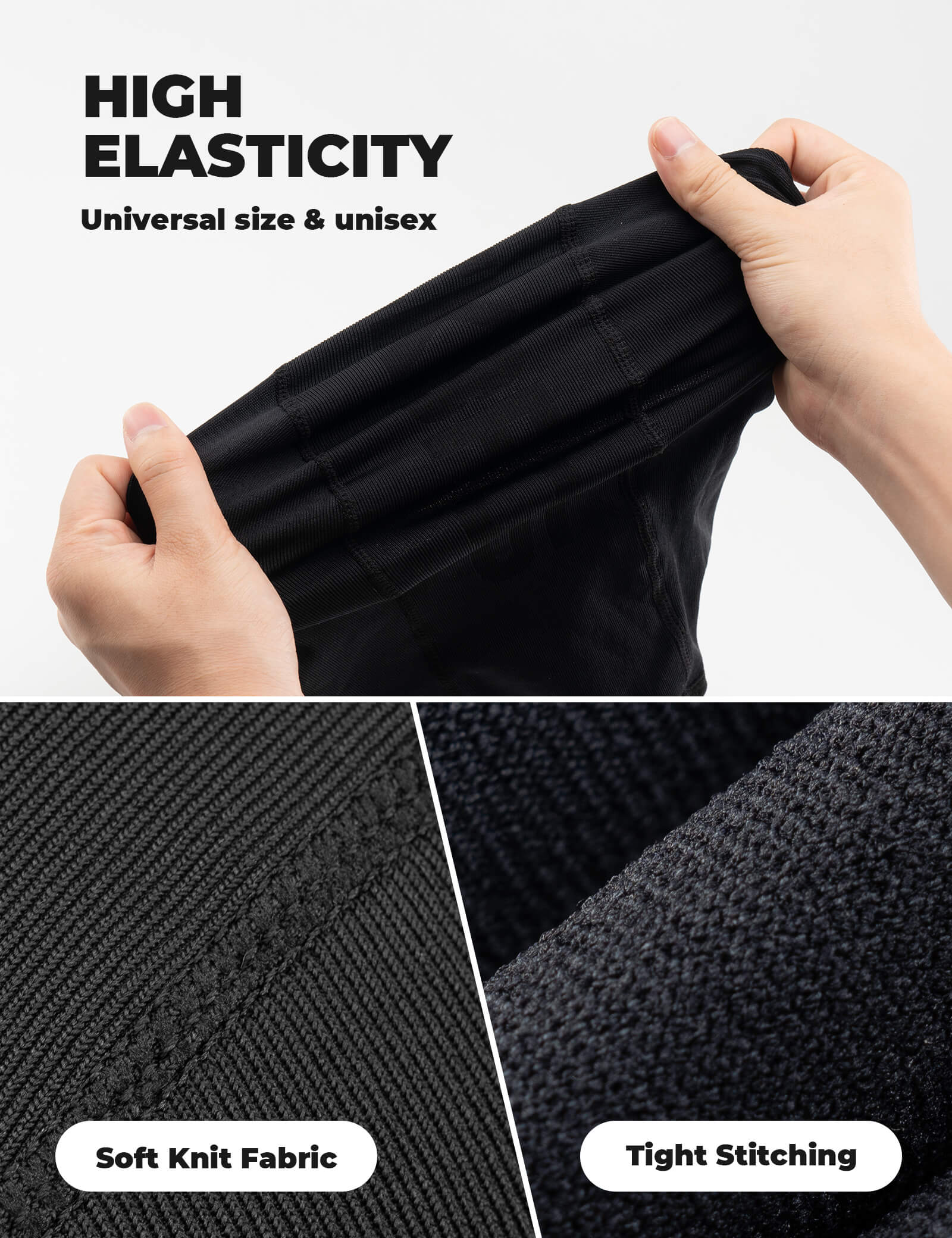 RockBros Seamless Knitted Black Face Mask for Cycling and Outdoor Sports, showing full-face coverage.
