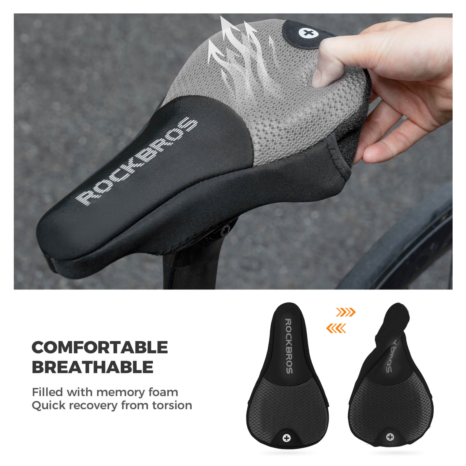 rockbros shock absorb bike saddle cover for comfortable cycling
#color_black