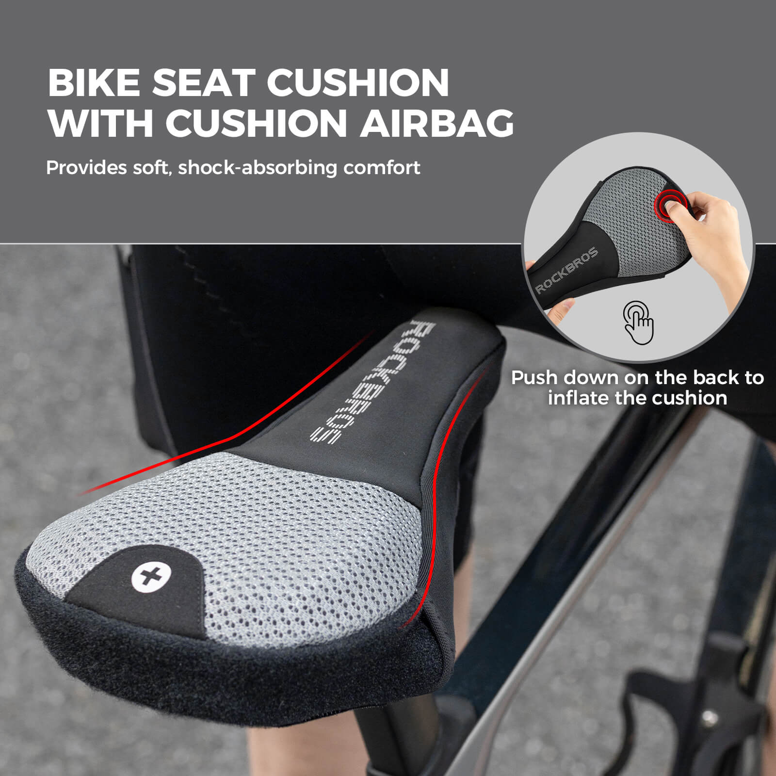 rockbros shock absorb bike saddle cover for comfortable cycling
#color_gray