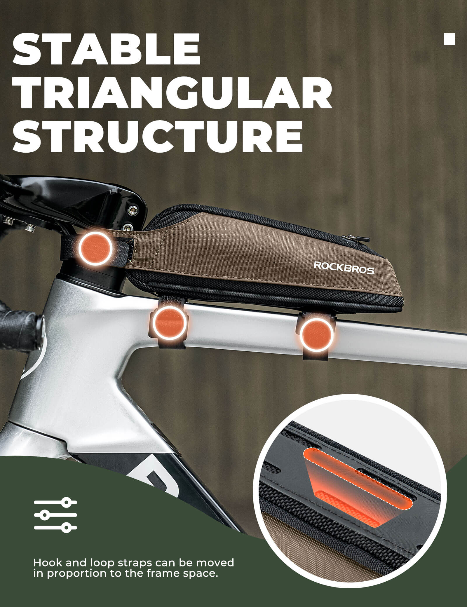 ROCKBROS durable nylon bike frame bag for road and commuter cycling.
#color_black