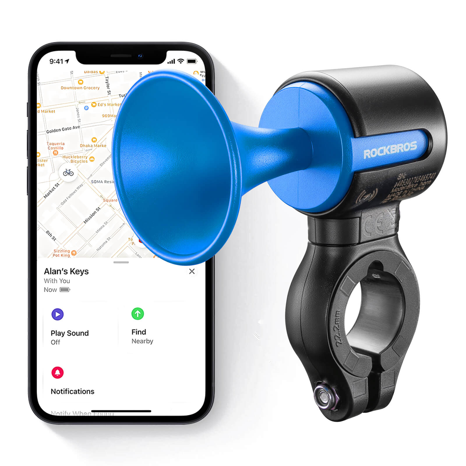 rockbros 120dB bike alarm for cycling security and theft alert.
#color_blue