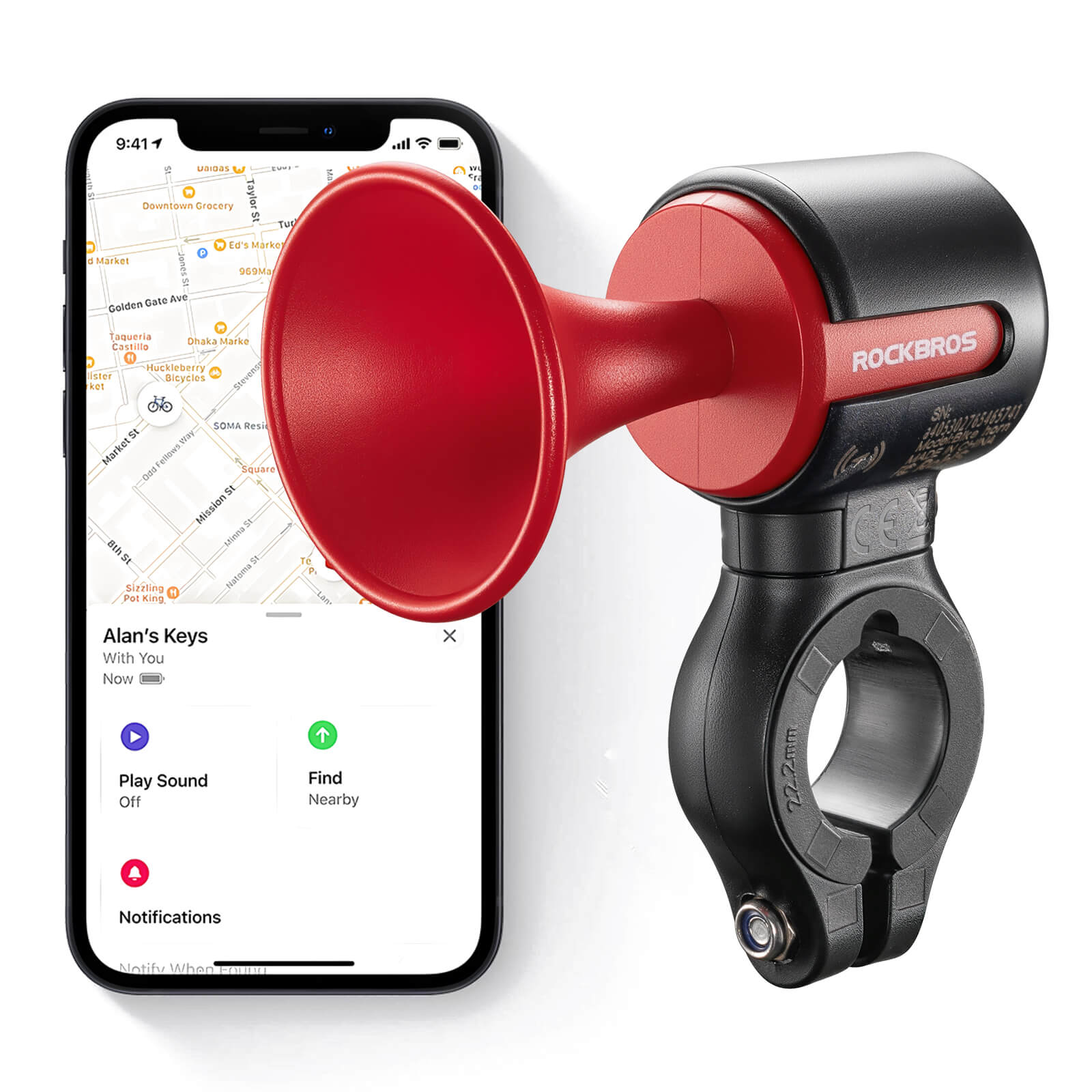 rockbros 120dB bike alarm for cycling security and theft alert.
#color_red