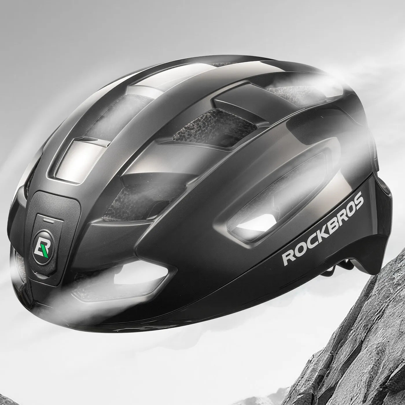 ROCKBROS smart dual-light bike helmet with remote control for safer night cycling