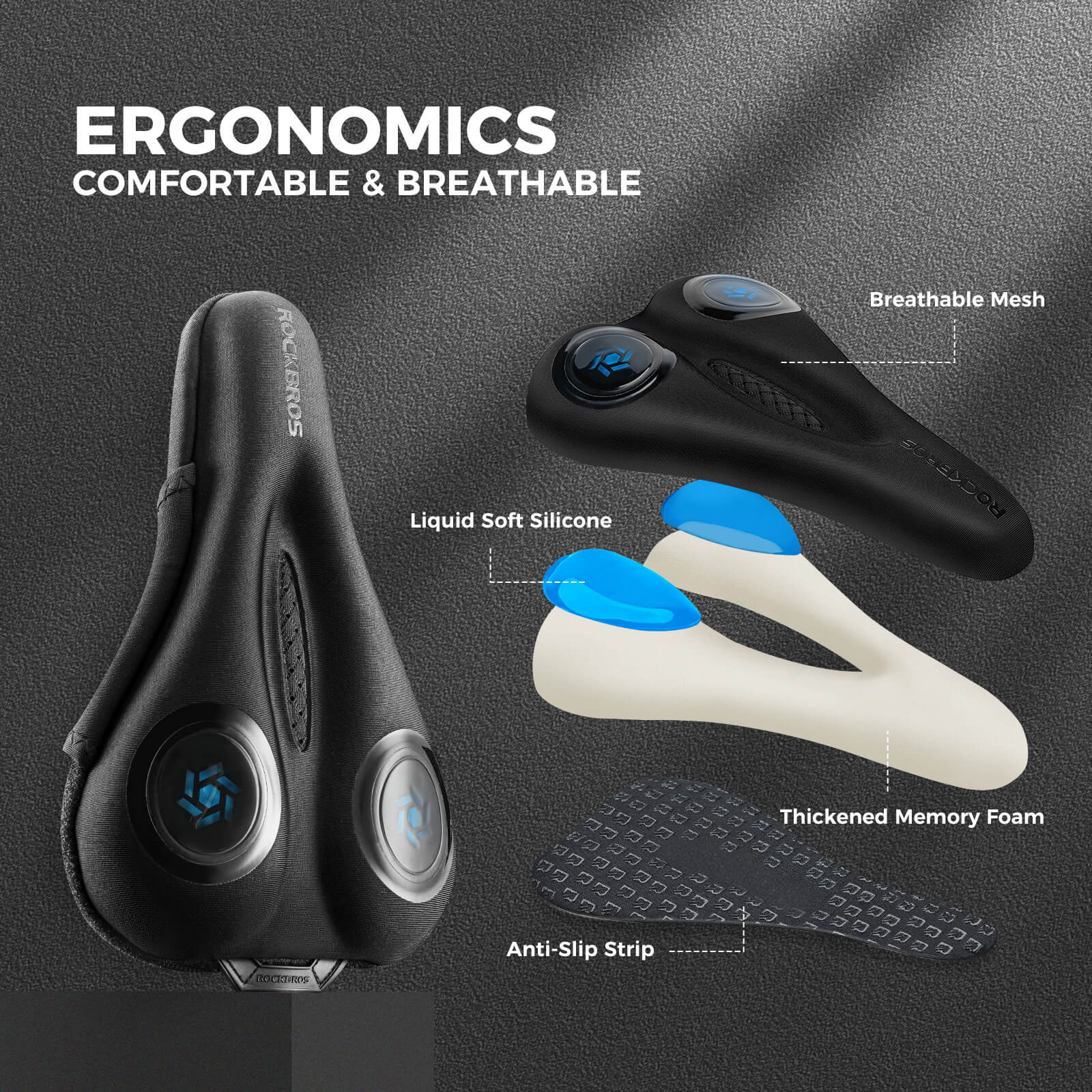 rockbros Soft Gel Shockproof Bike Seat Cover for Comfortable Cycling.
#color_red