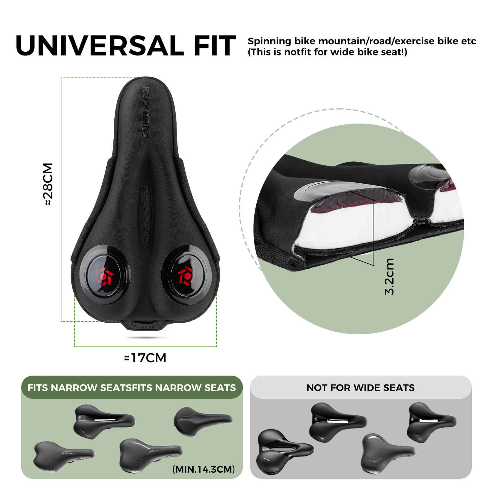 rockbros Soft Gel Shockproof Bike Seat Cover for Comfortable Cycling.
#color_red