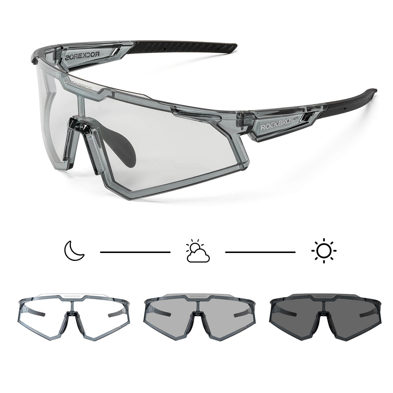 ROCKBROS Photochromic Goggle Cycling Sunglasses Sport Road Mountain Bike Glasses
#Style_Green Photochromic