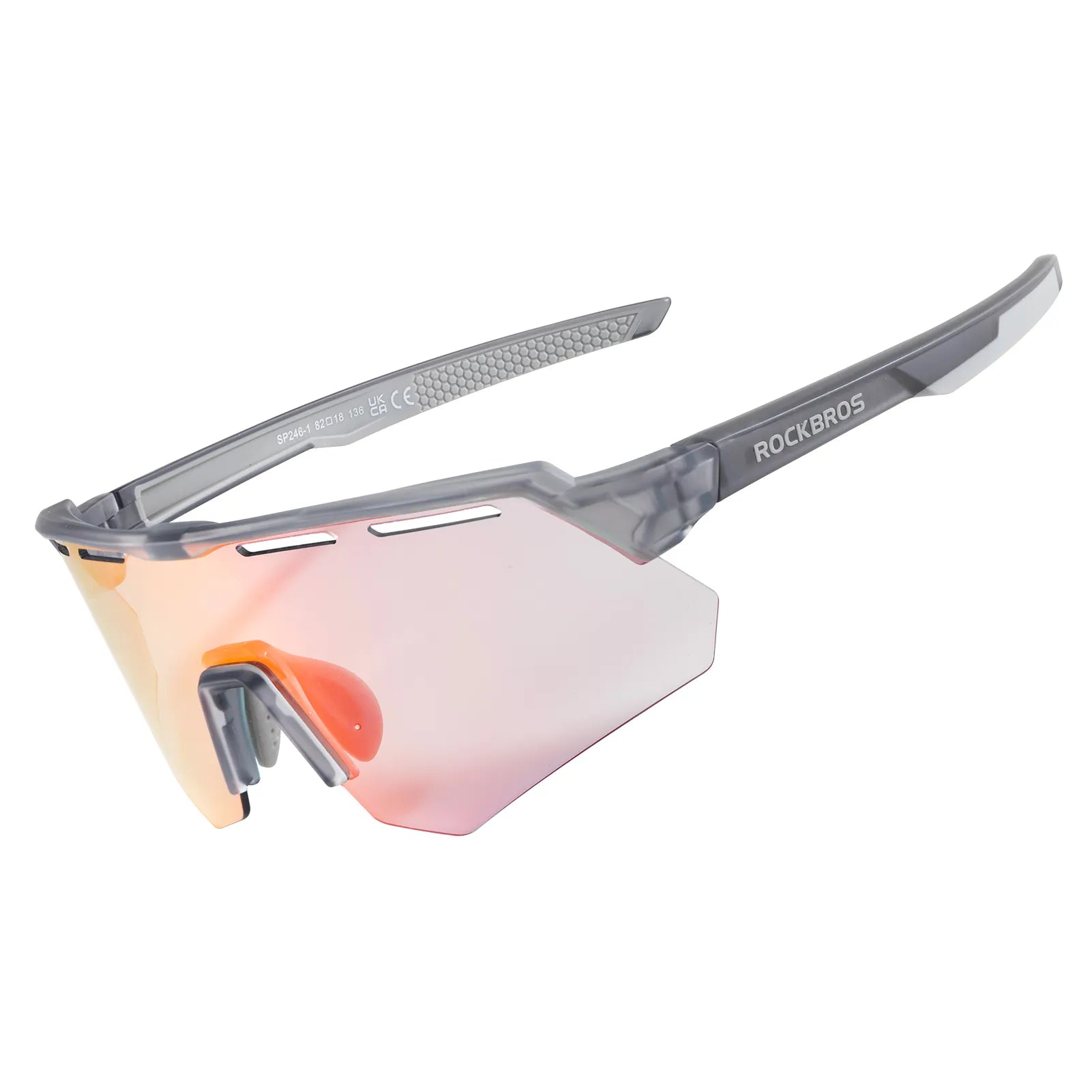 ROCKBROS SP246 oversized photochromic cycling sunglasses with 4 interchangeable lenses.
#color_grey