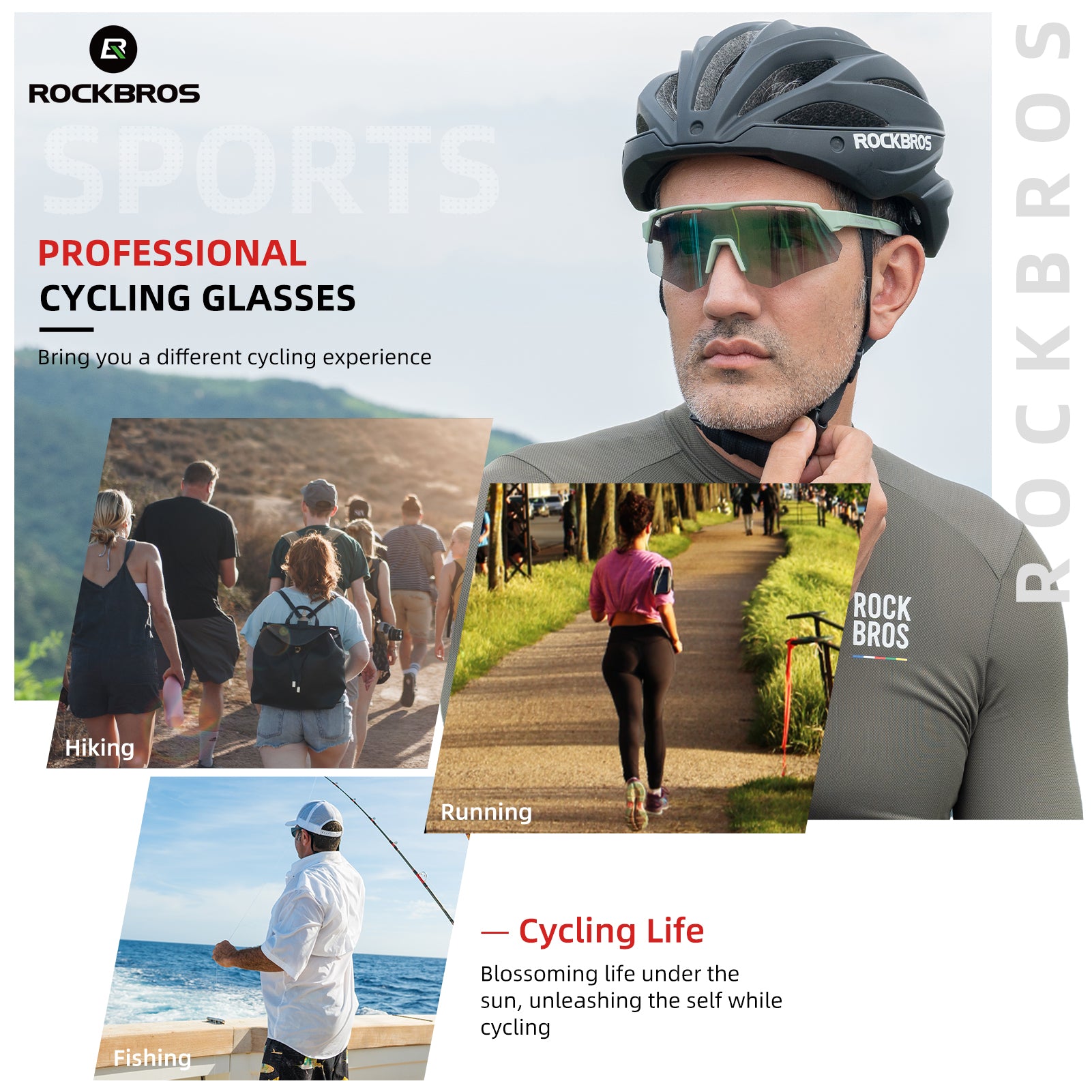 ROCKBROS SP246 oversized photochromic cycling sunglasses with 4 interchangeable lenses.
#color_light green