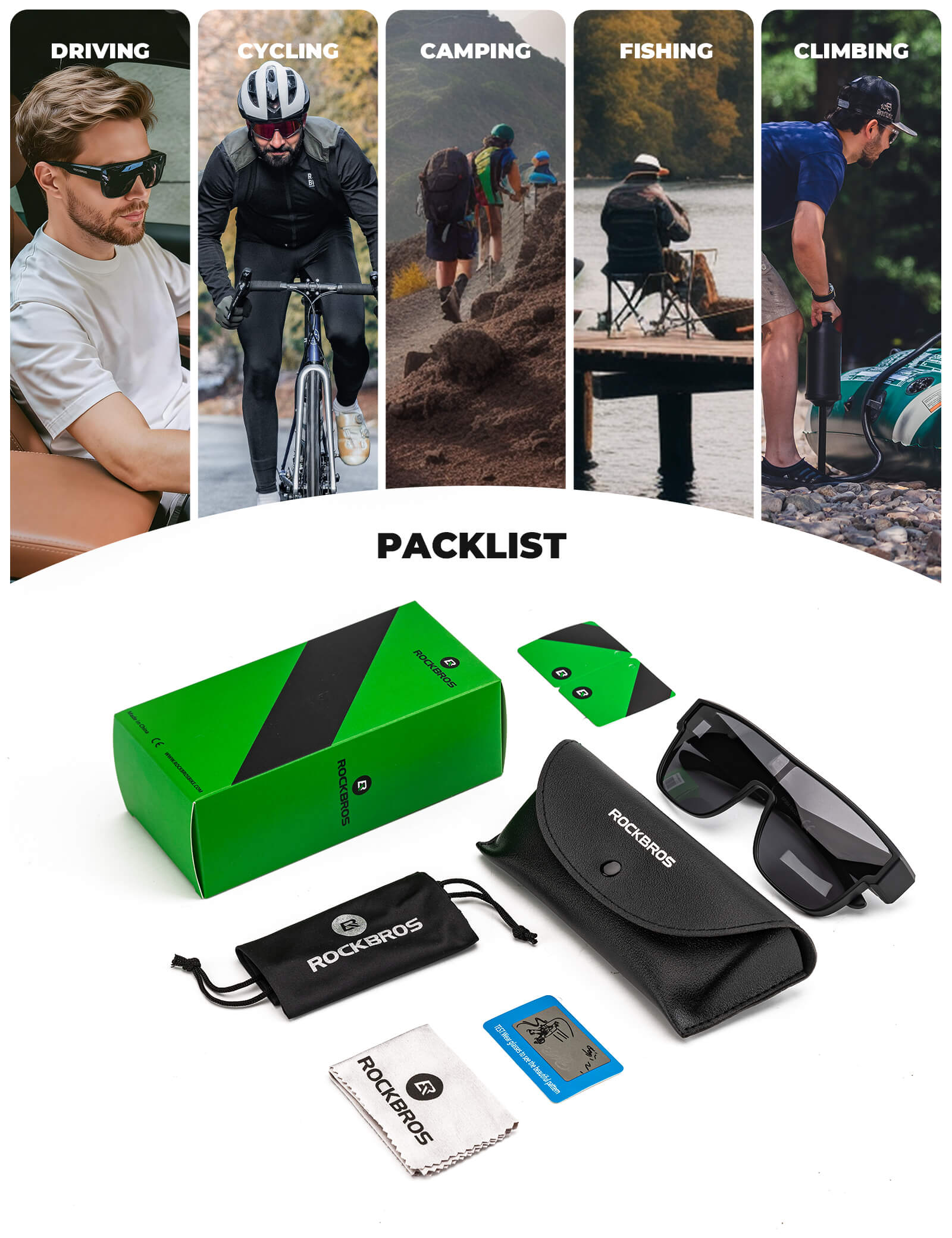 ROCKBROS SP304 Polarised Over-Glasses Sunglasses for Men and Women.
#color_black