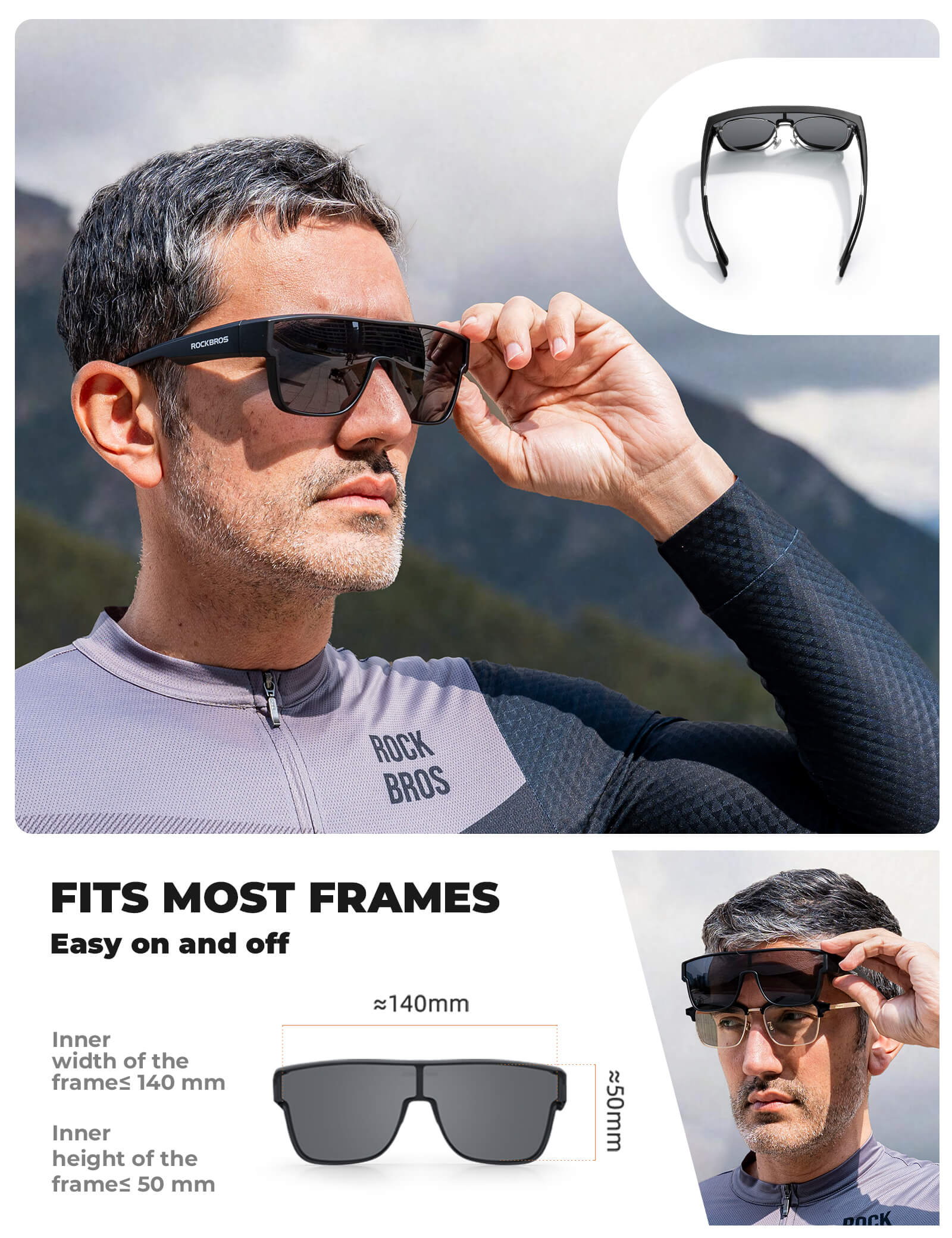 ROCKBROS SP304 Polarised Over-Glasses Sunglasses for Men and Women.
#color_sky blue