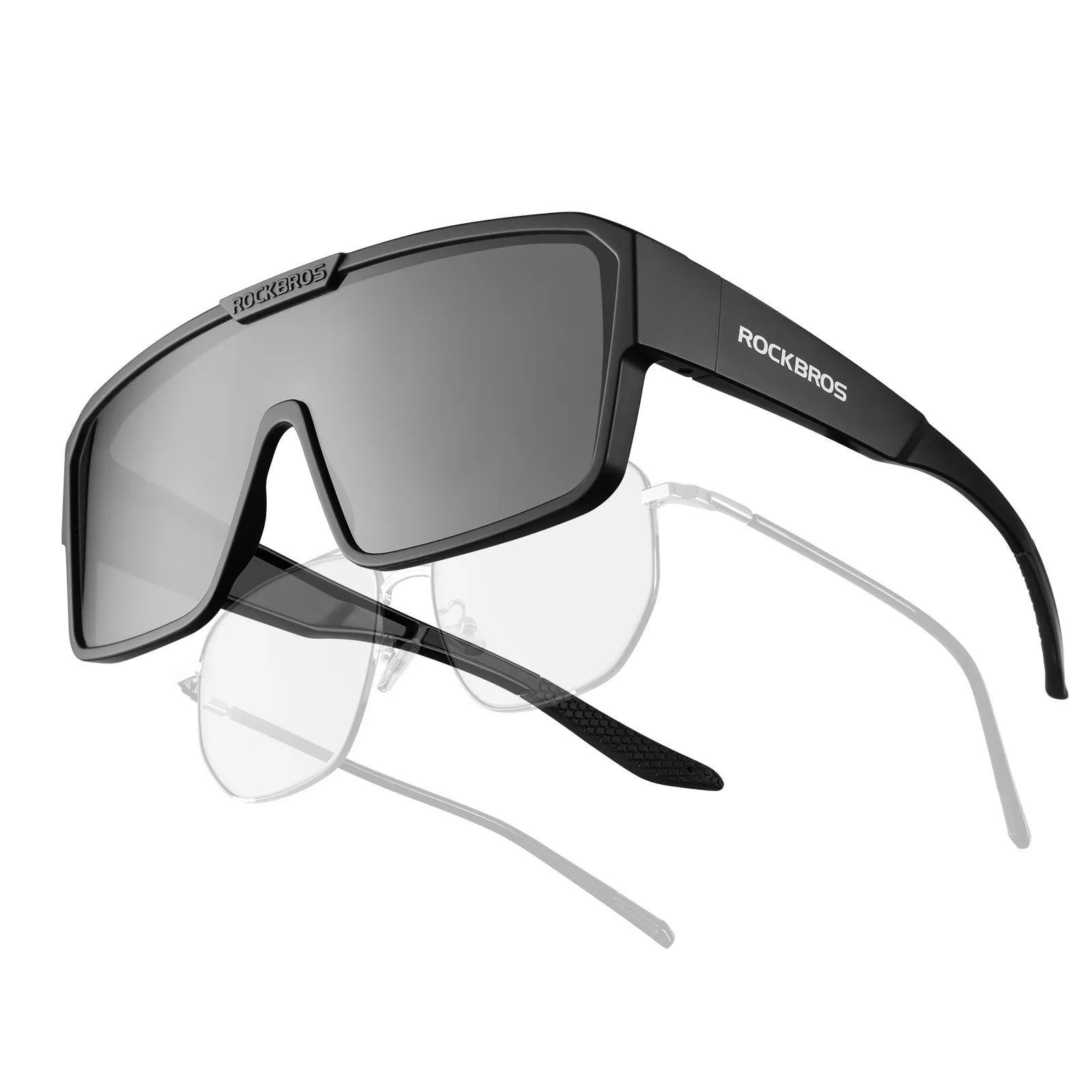 ROCKBROS SP348 polarized fit over cycling sunglasses for prescription glasses wearers, UV400 protection.
#color_grey