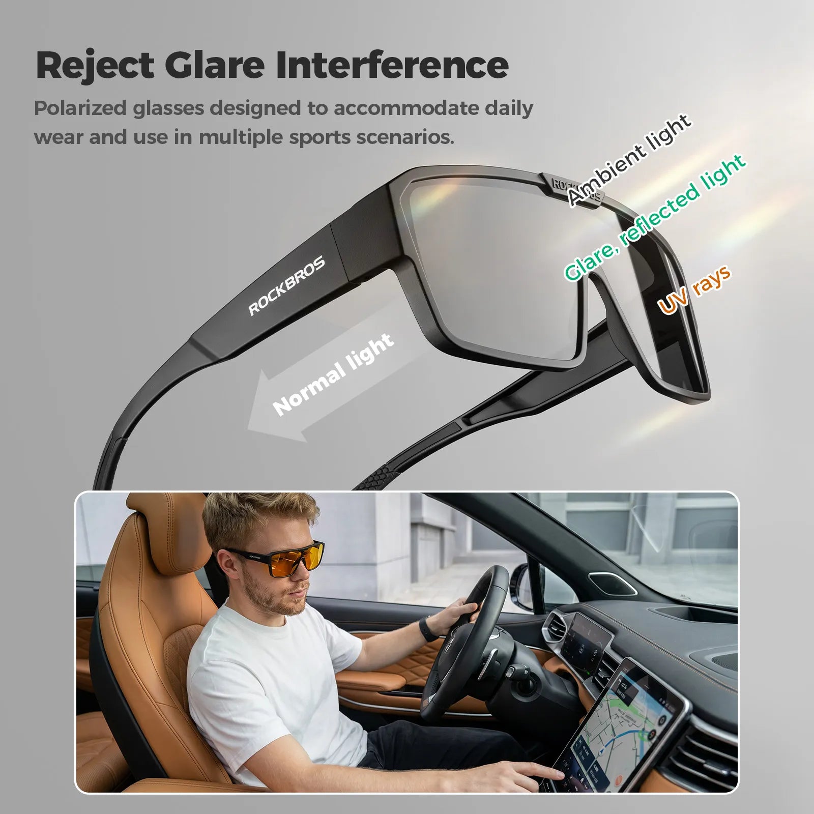 ROCKBROS SP348 polarized fit over cycling sunglasses for prescription glasses wearers, UV400 protection.
#color_grey
