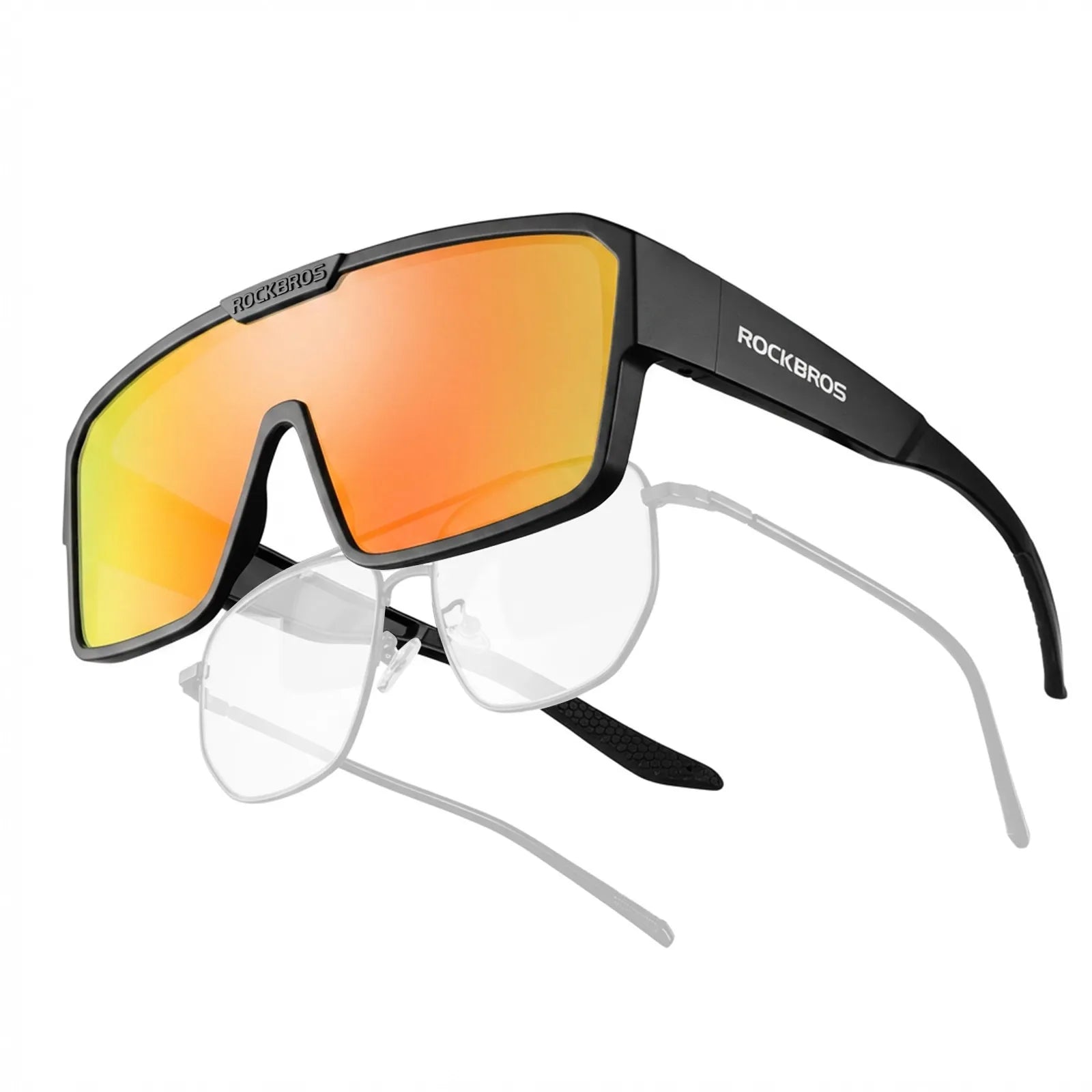 ROCKBROS SP348 polarized fit over cycling sunglasses for prescription glasses wearers, UV400 protection.
#color_orange