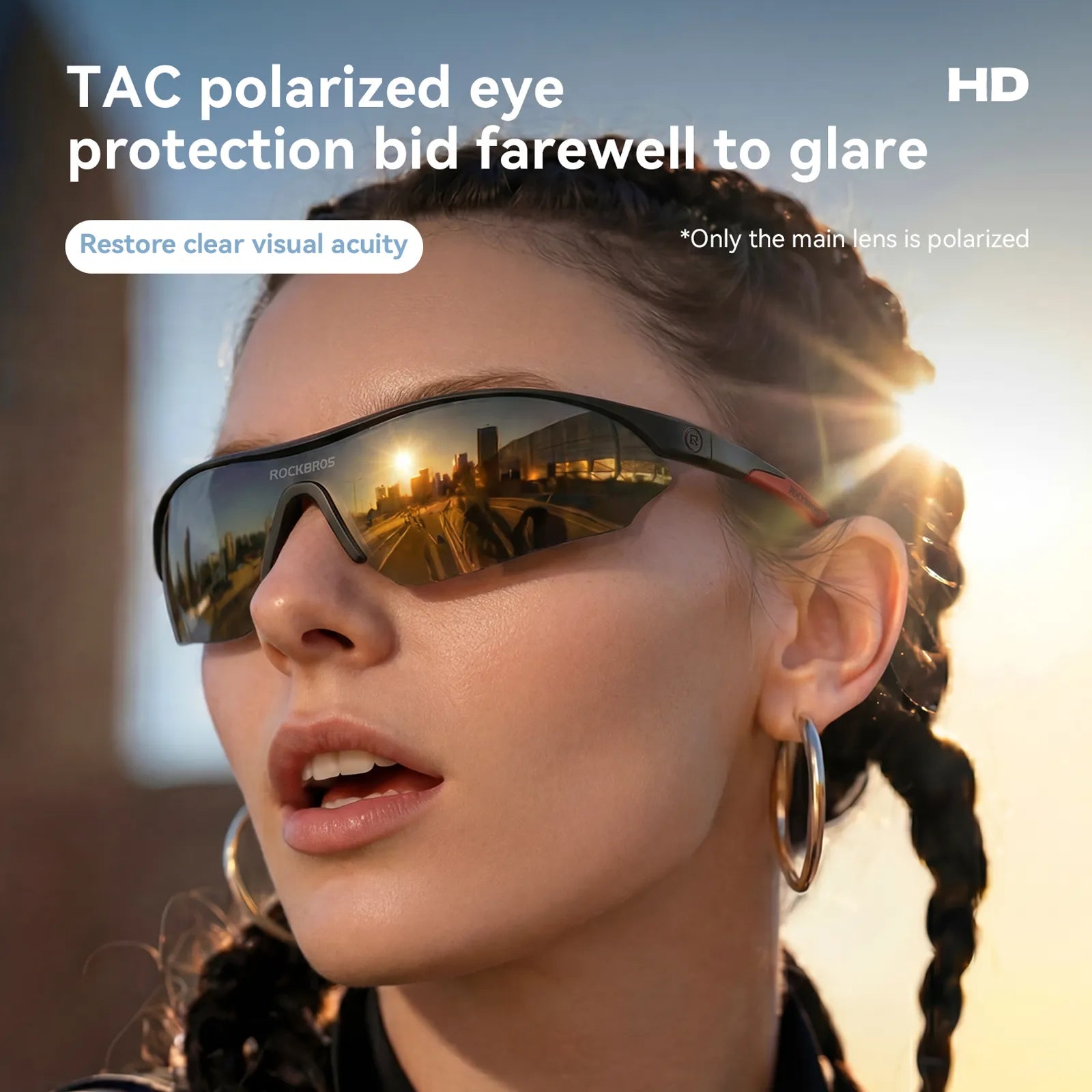 ROCKBROS SP402 Polarized Cycling Sunglasses with Matte Black Frame for Men and Women.
#color_beige
