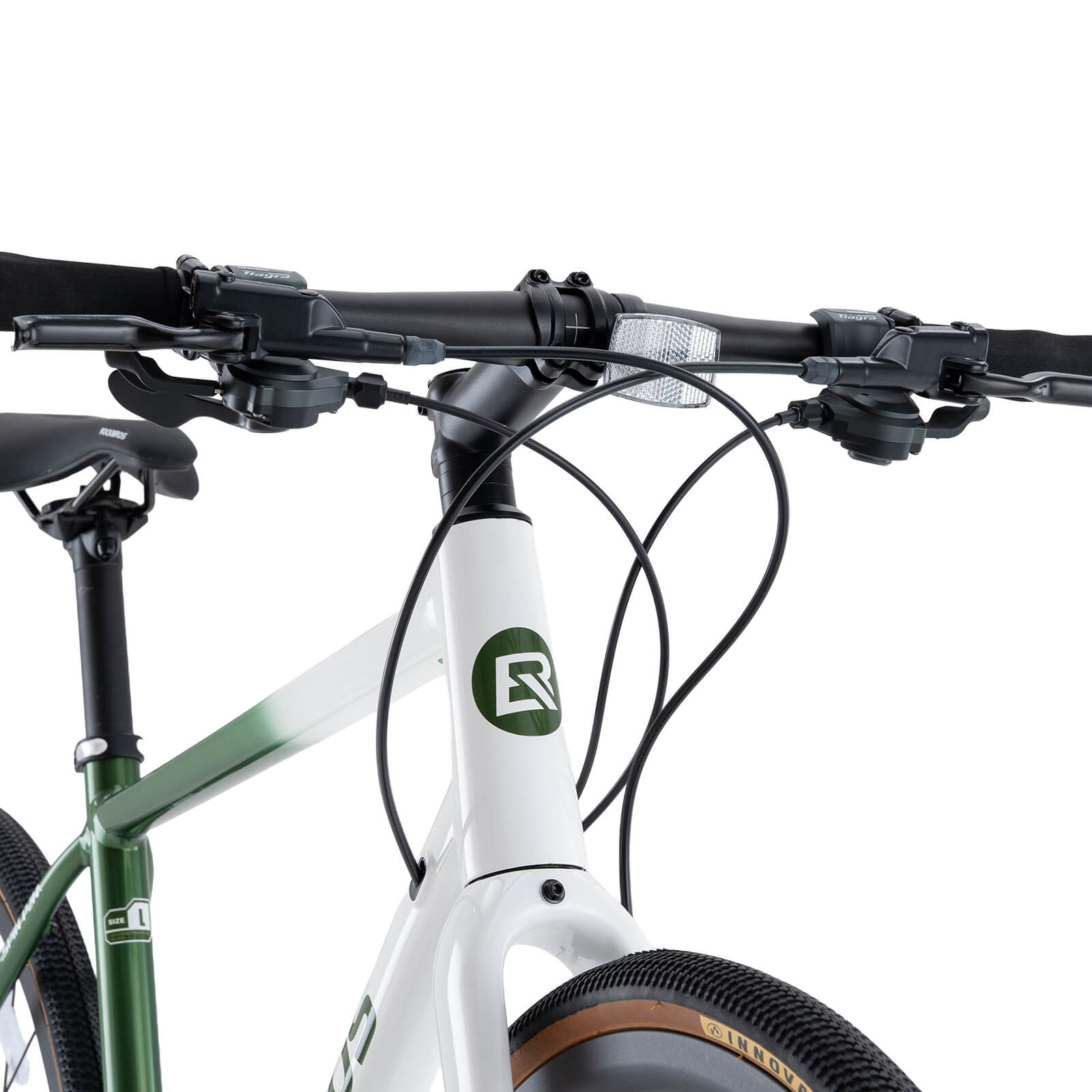 ROCKBROS SPIN-P2M lightweight aluminium road bike with disc brakes for urban cycling.
#color_Chasing Dust Green Gradient