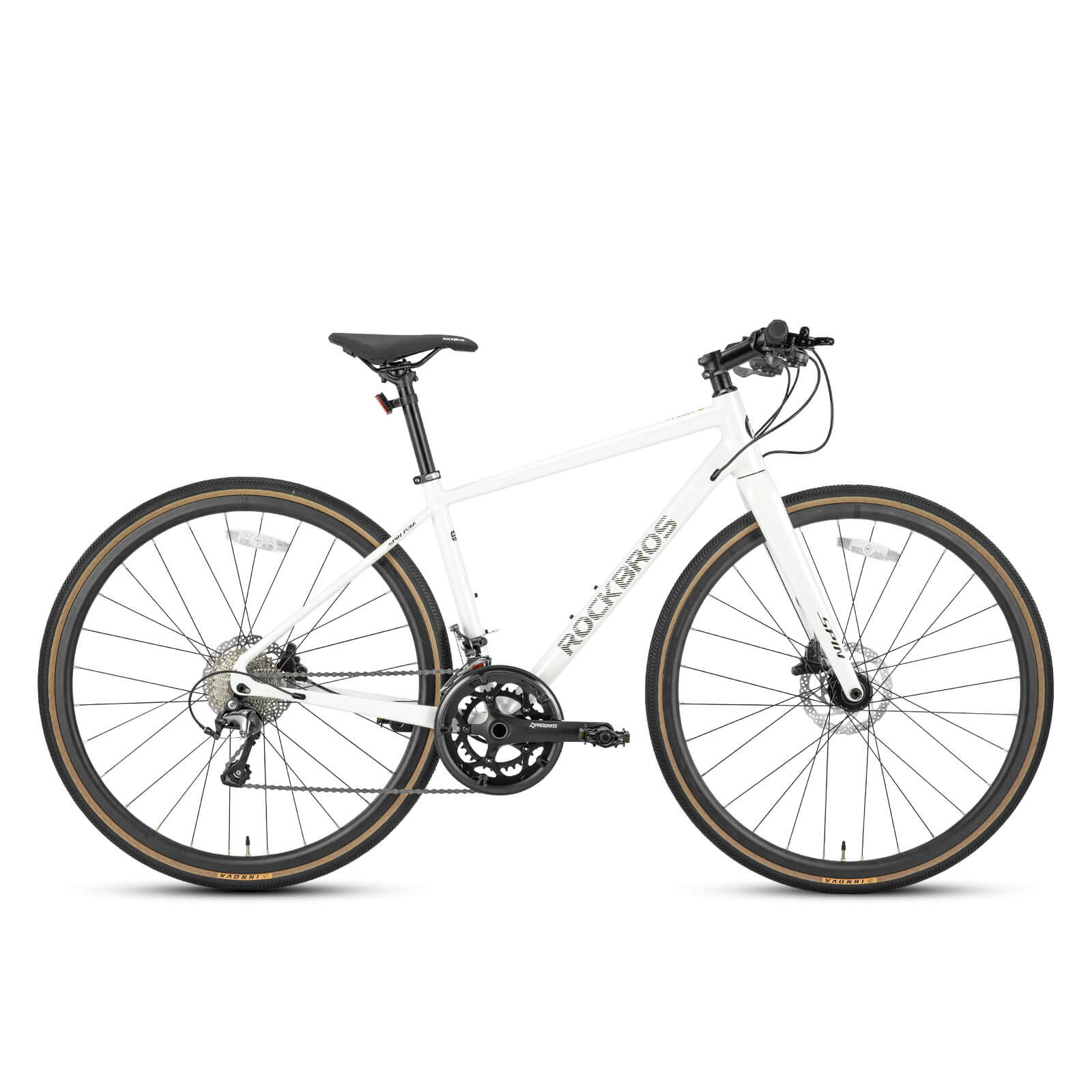 ROCKBROS SPIN-P2M lightweight aluminium road bike with disc brakes for urban cycling.
#color_Pearl White
