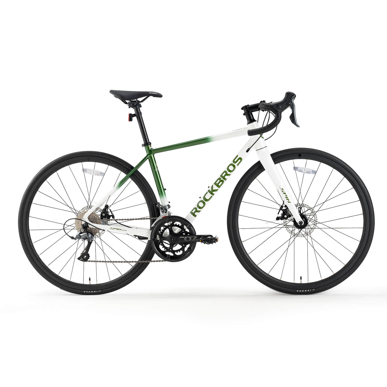 Rockbros Spin-W2M lightweight aluminum road bike for professional racing.
#color_green