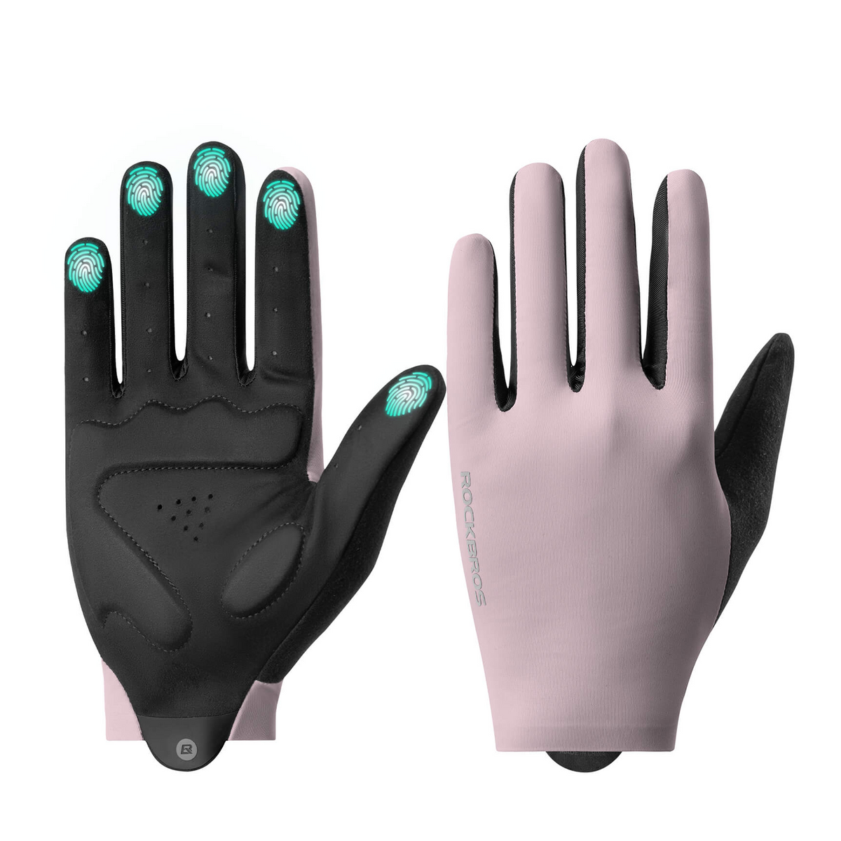 ROCKBROS full-finger cycling gloves with SBR shock absorption.
#colour_pale violet