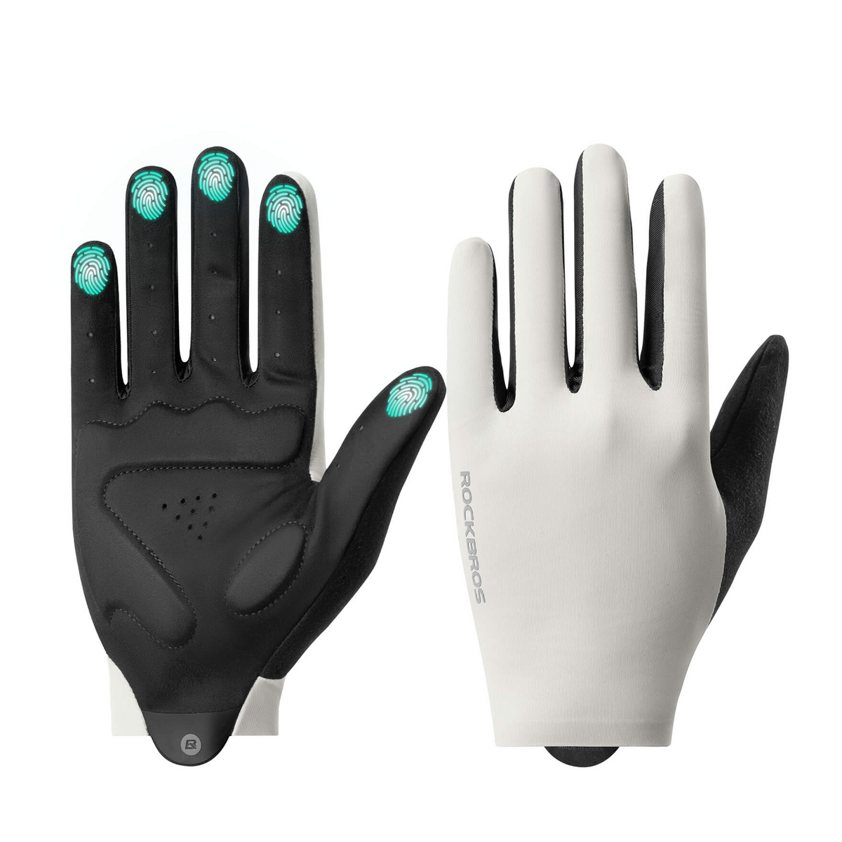 ROCKBROS full-finger cycling gloves with SBR shock absorption.
#colour_white