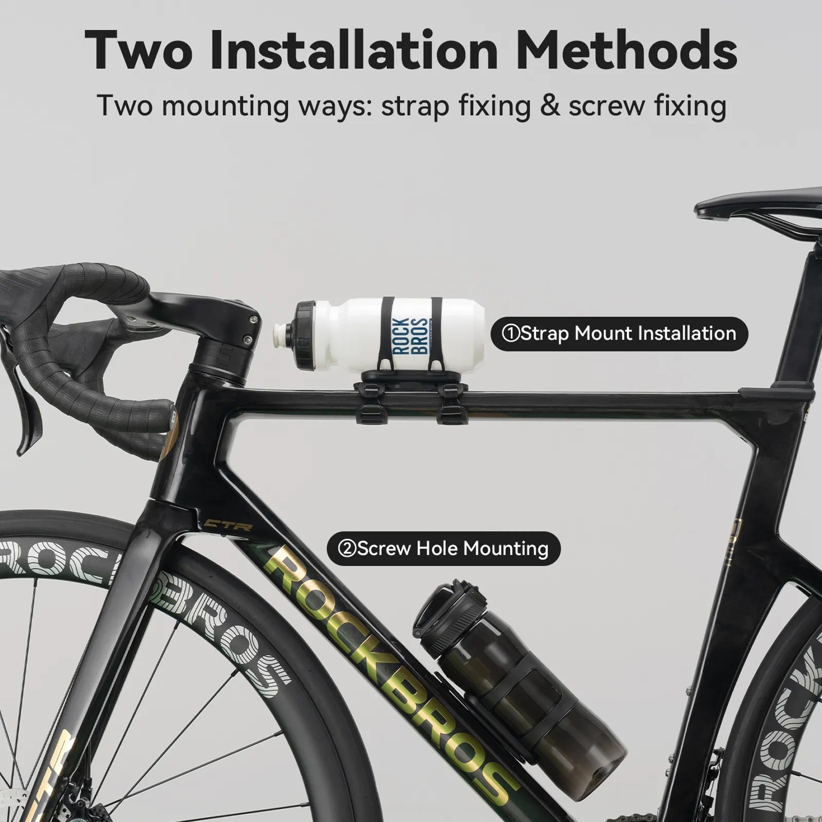 rockbros magnetic strap-on bike bottle cage for quick release and easy mounting.
#options_Strong Hold