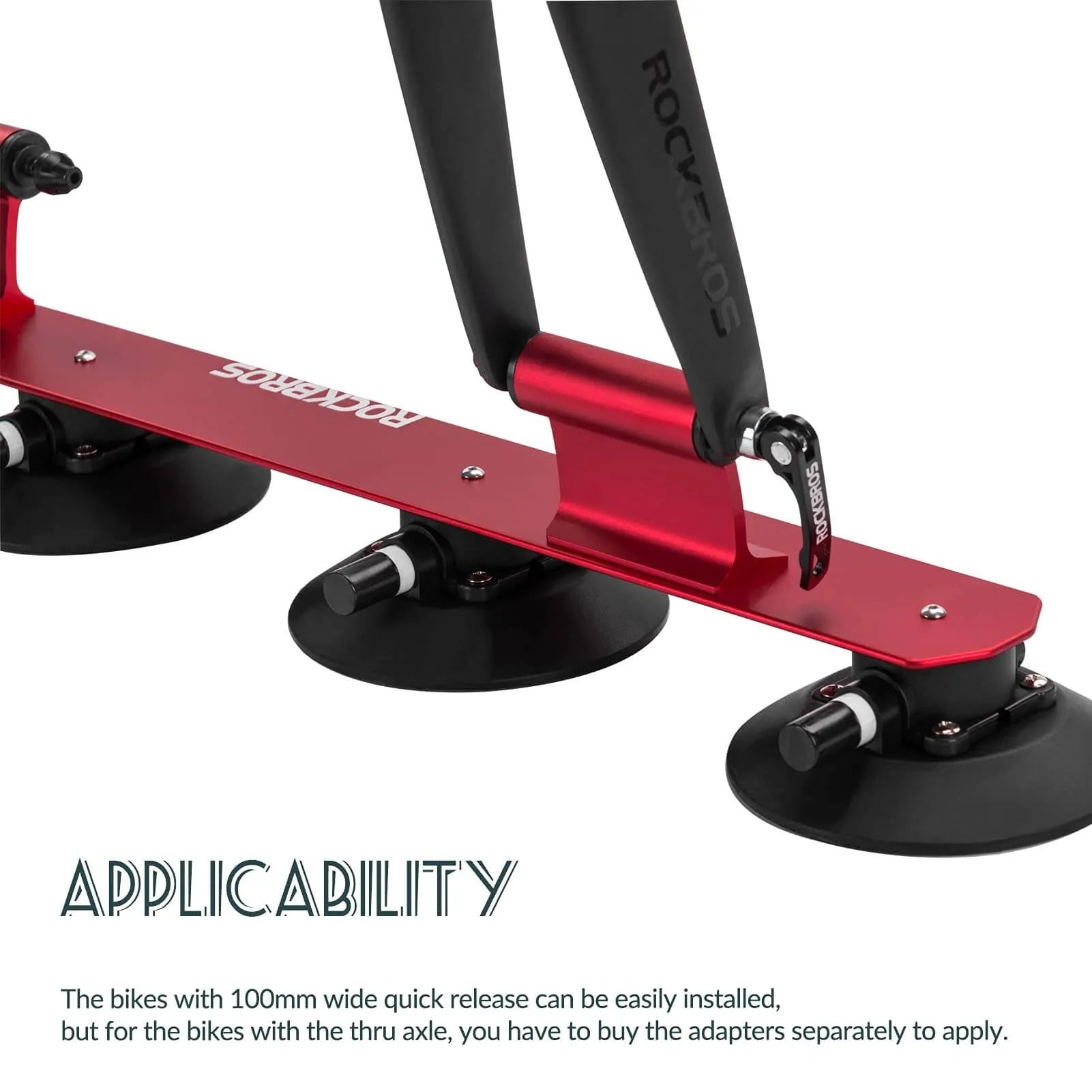 ROCKBROS suction cup bike rack mounted on car roof, quick-install heavy duty carrier for 1 to 3 bikes.
#color_black