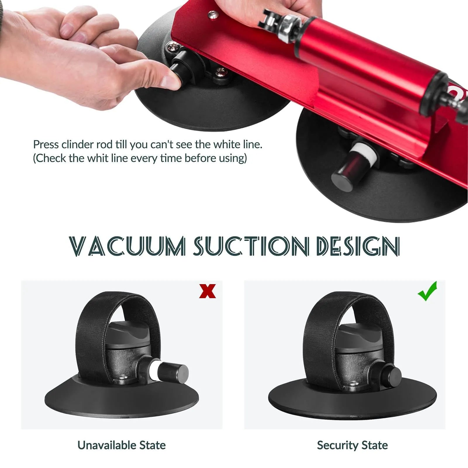 ROCKBROS suction cup bike rack mounted on car roof, quick-install heavy duty carrier for 1 to 3 bikes.
#color_red