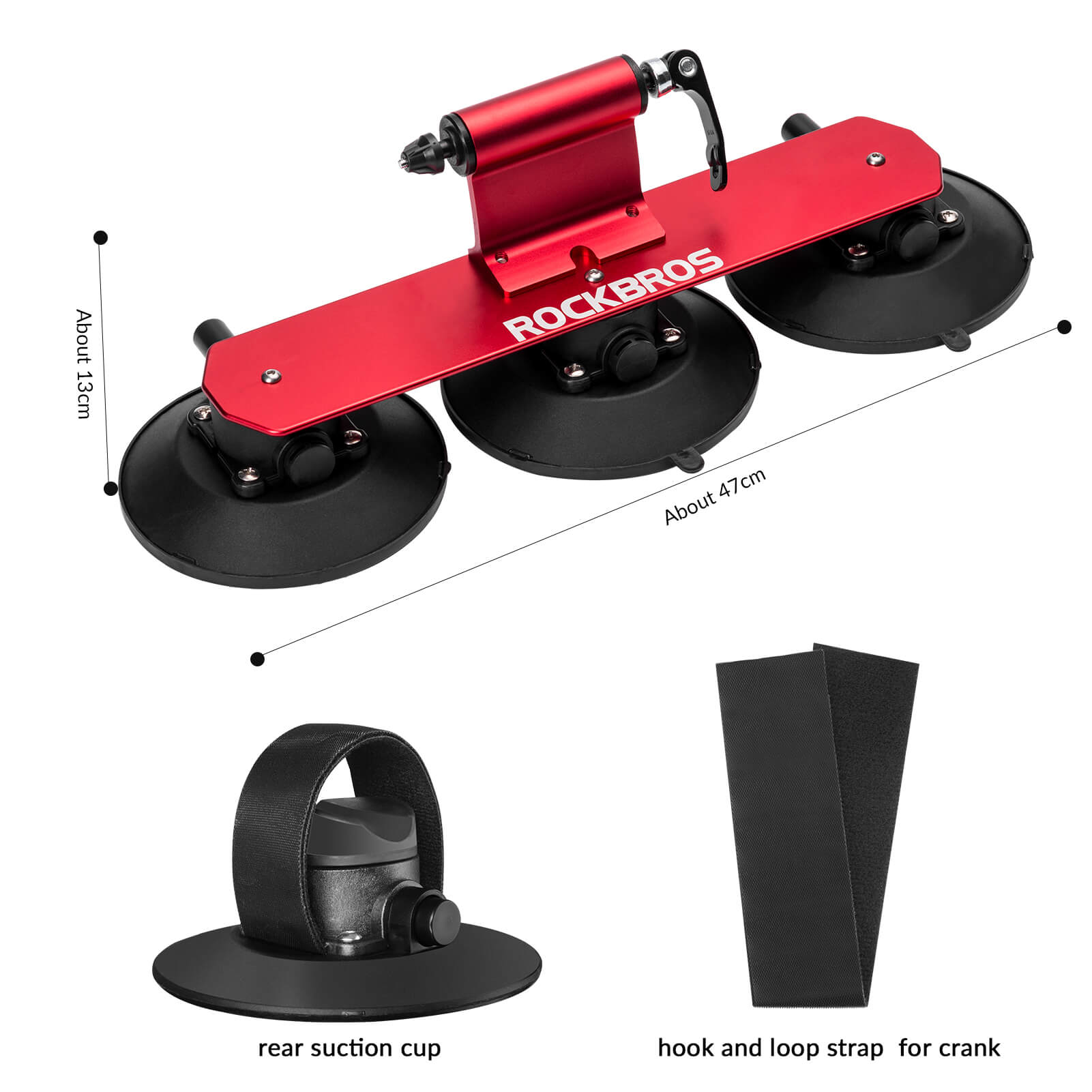 ROCKBROS suction cup bike rack for car roof, quick-install for 1 road bike.
#color_red