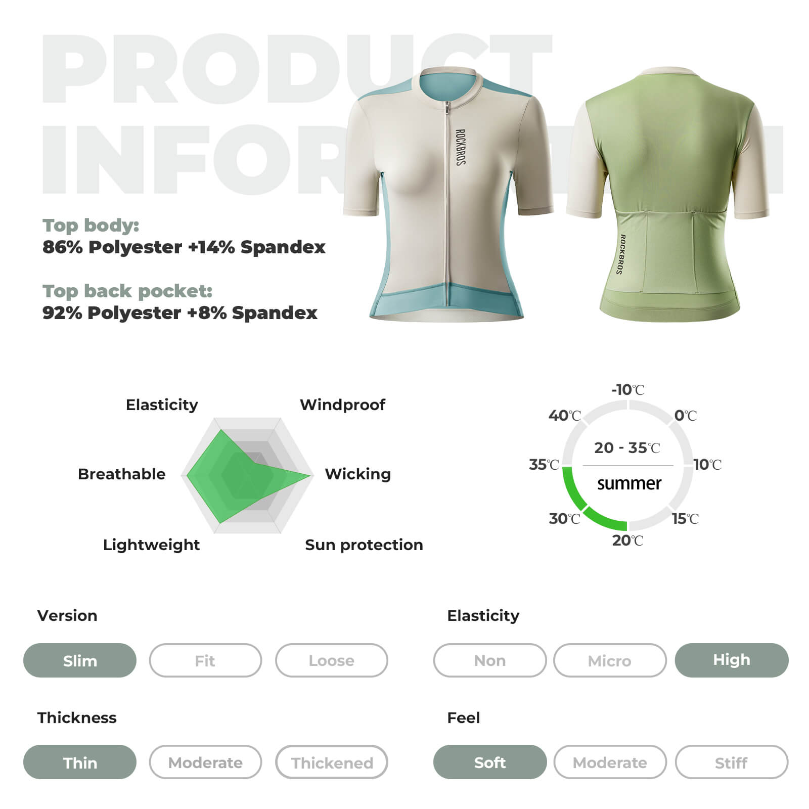 rockbros women’s summer breathable bike jersey for road and MTB rides.
#color_light green