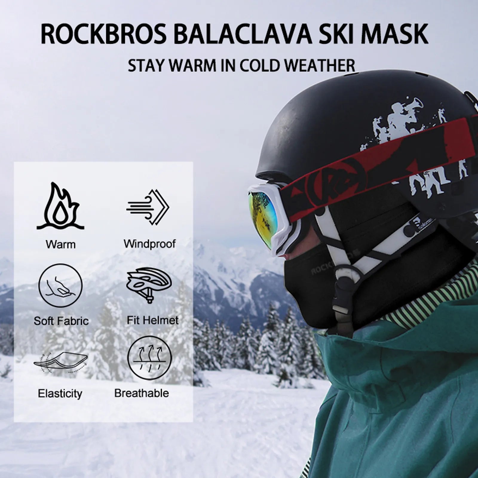 ROCKBROS Thermal Balaclava Face Mask for Winter Outdoor Sports - Single Pack.
#options_single