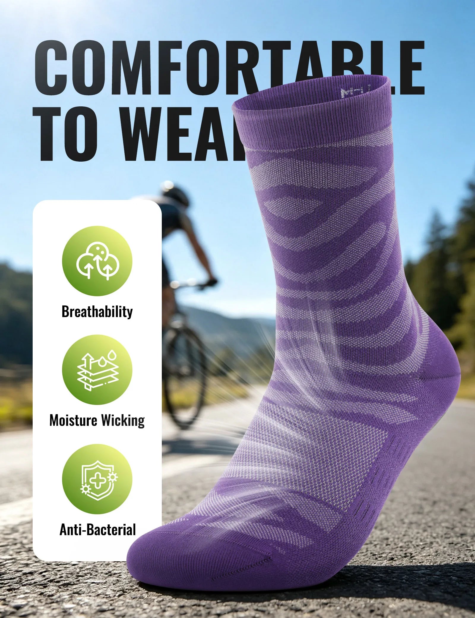 rockbros tiger stripe performance socks for active wear.
#color_purple