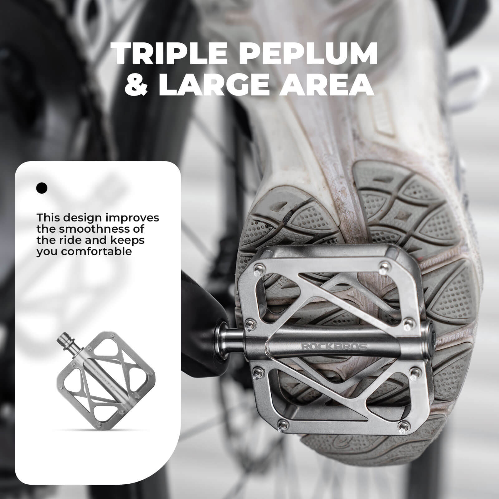 rockbros titanium triple bearing bike pedals for mountain and road cycling