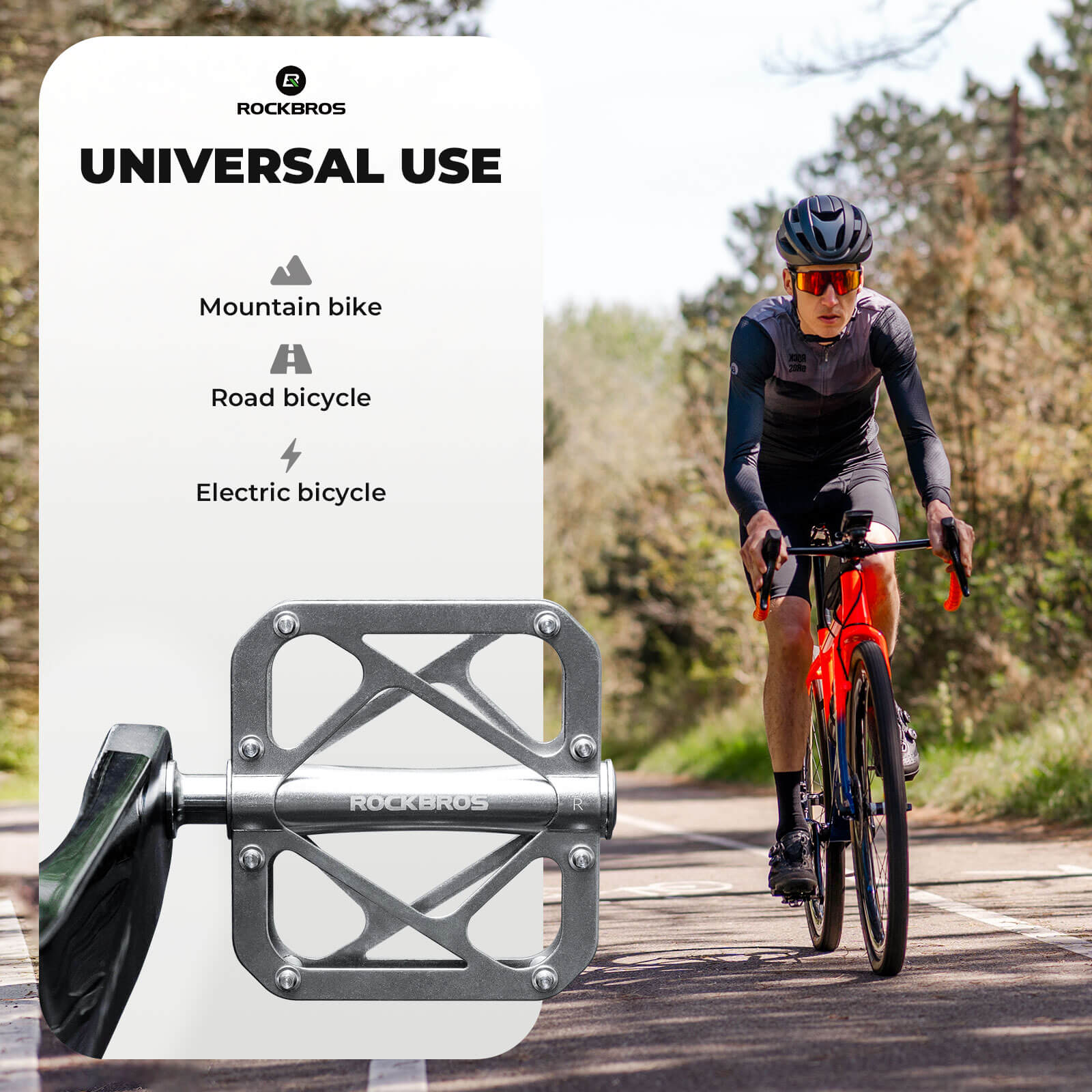 rockbros titanium triple bearing bike pedals for mountain and road cycling