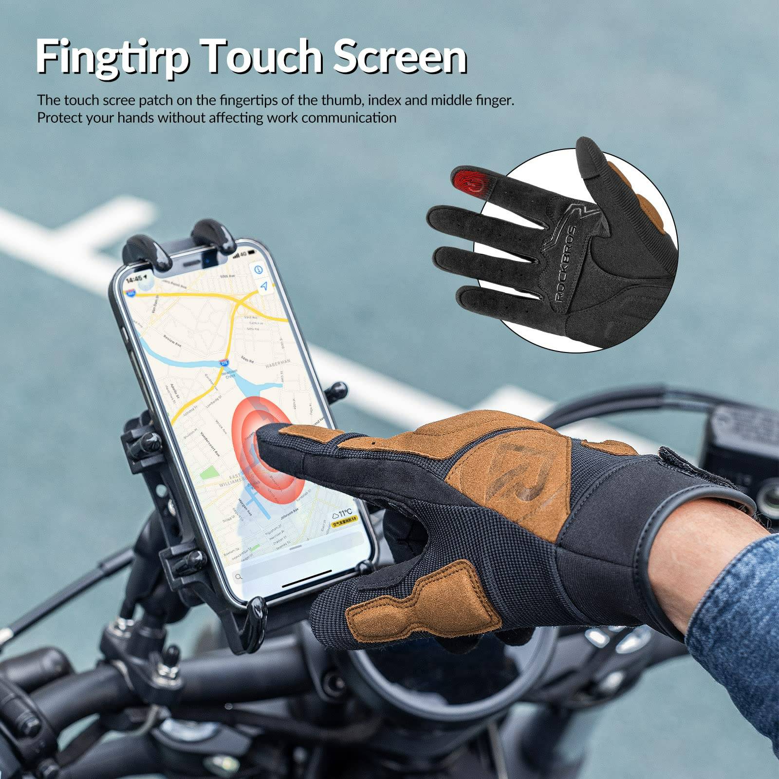 rockbros touchscreen non-slip motorcycle riding gloves for long rides