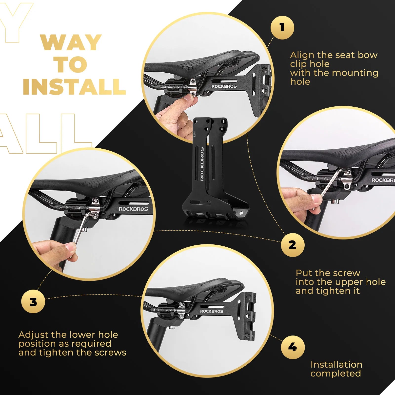 ROCKBROS triathlon rear hydration system dual water bottle mount for bike saddle