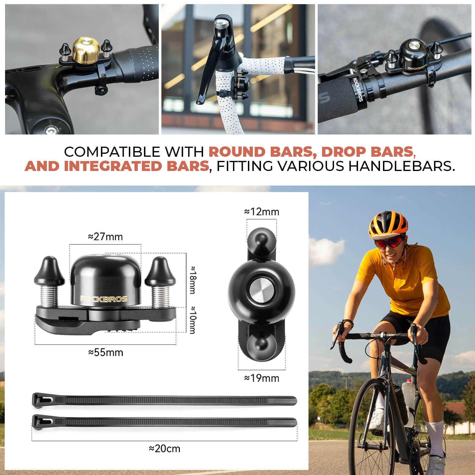 rockbros twin bike bell city commuter safety
#color_black