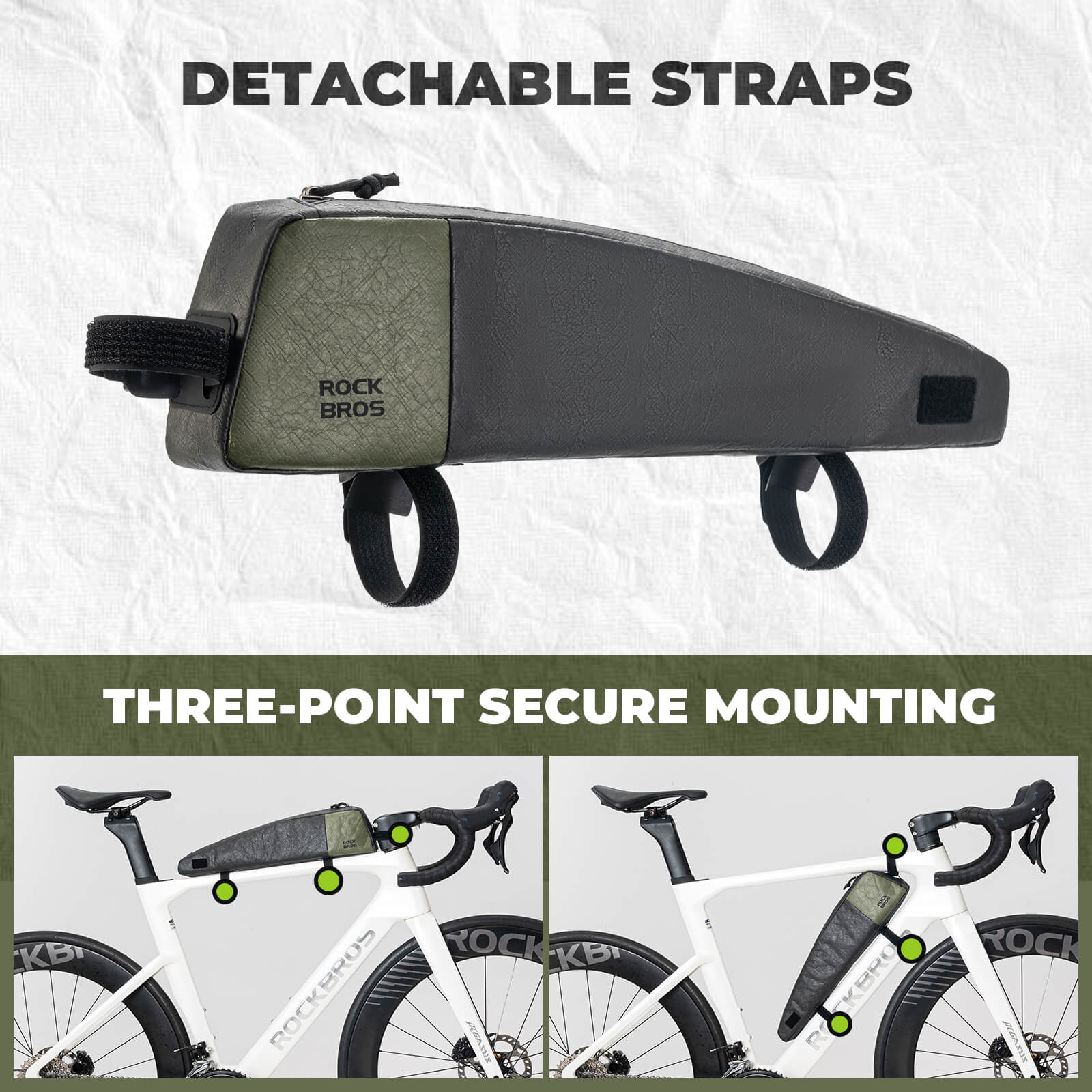 rockbros EcoMate 0.9L top tube bag for cycling adventures.