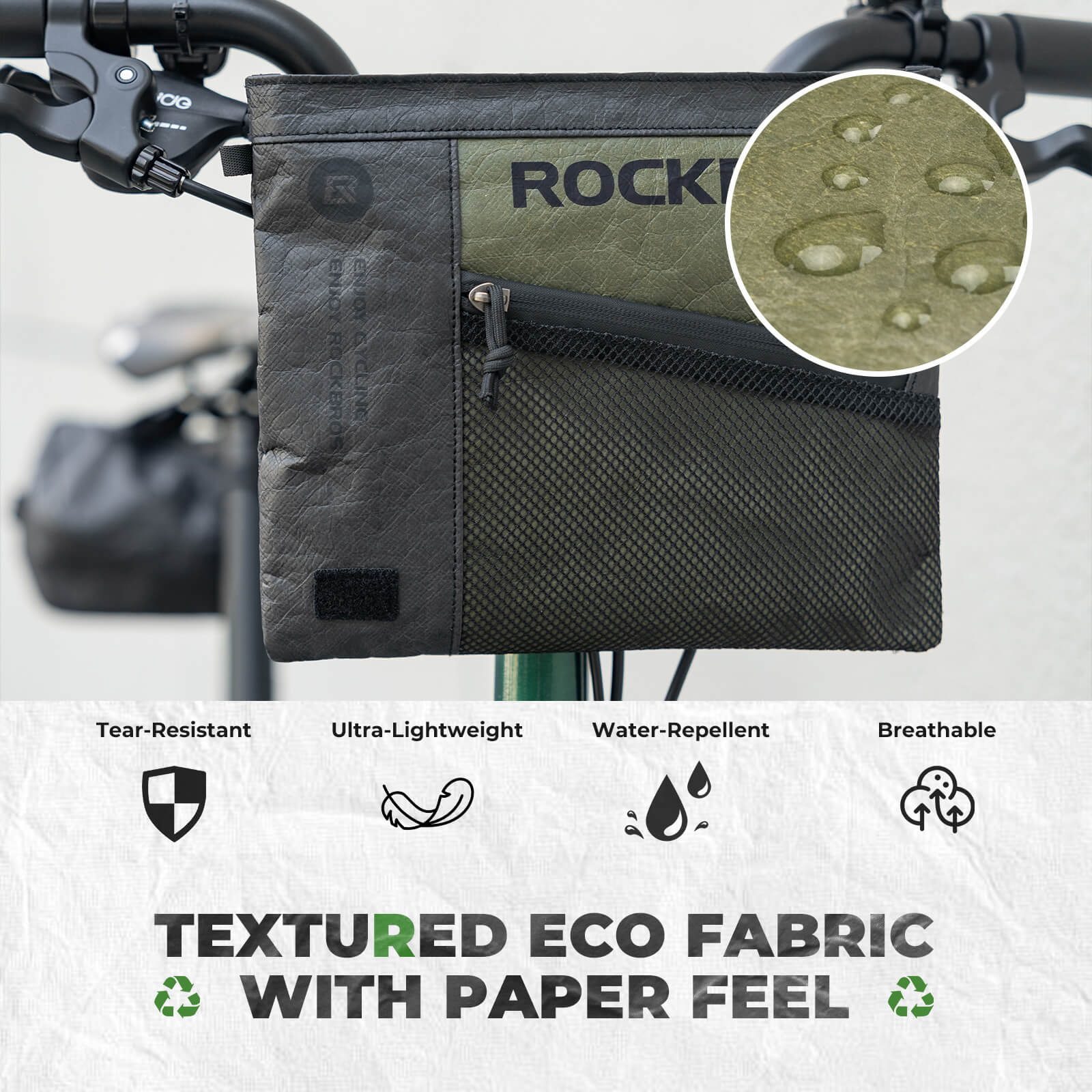 rockbros durable tyvek handlebar bag for daily ride