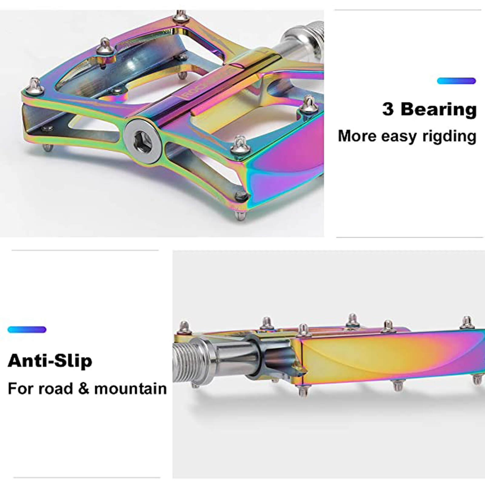 rockbros colourful ultralight butterfly bike pedals made of aluminium alloy with anti-slip surface.
