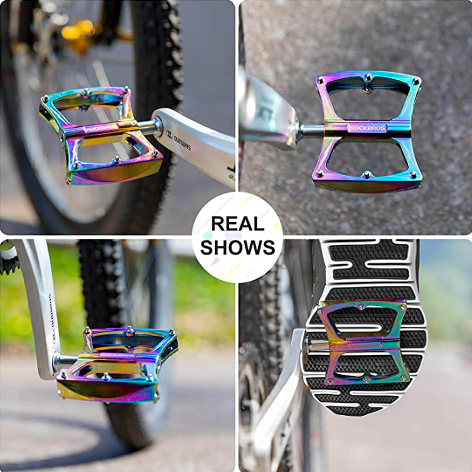 rockbros colourful ultralight butterfly bike pedals made of aluminium alloy with anti-slip surface.
