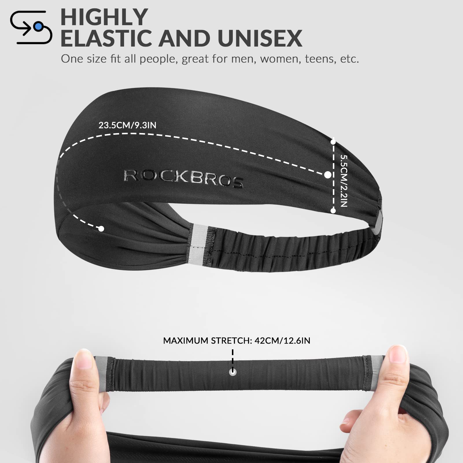 rockbros sweat absorbing sports headband for running and fitness
#color_black