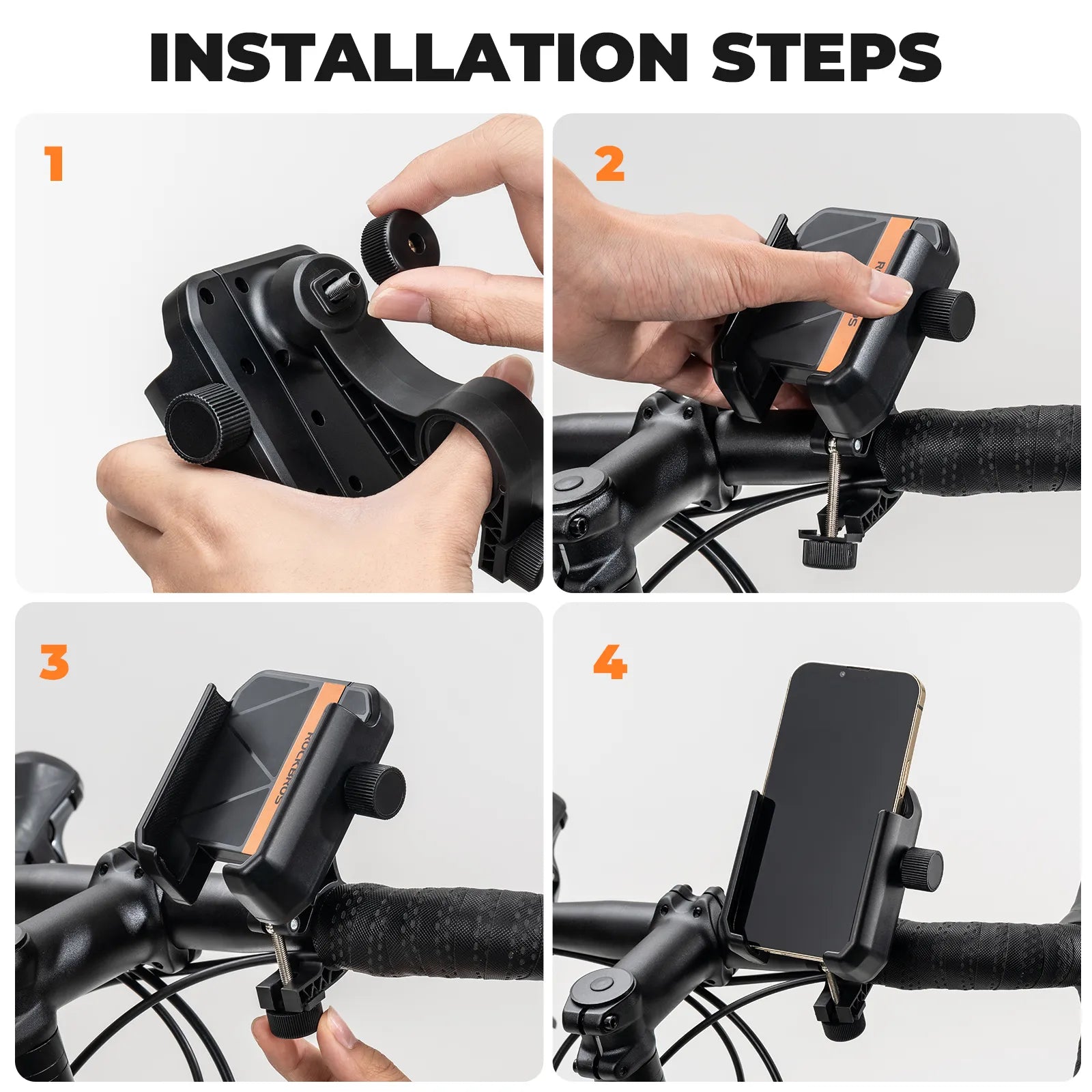 Rockbros universal bike phone holder with secure half-wrap design for 4.7 to 7.2 inch smartphones
#color_white