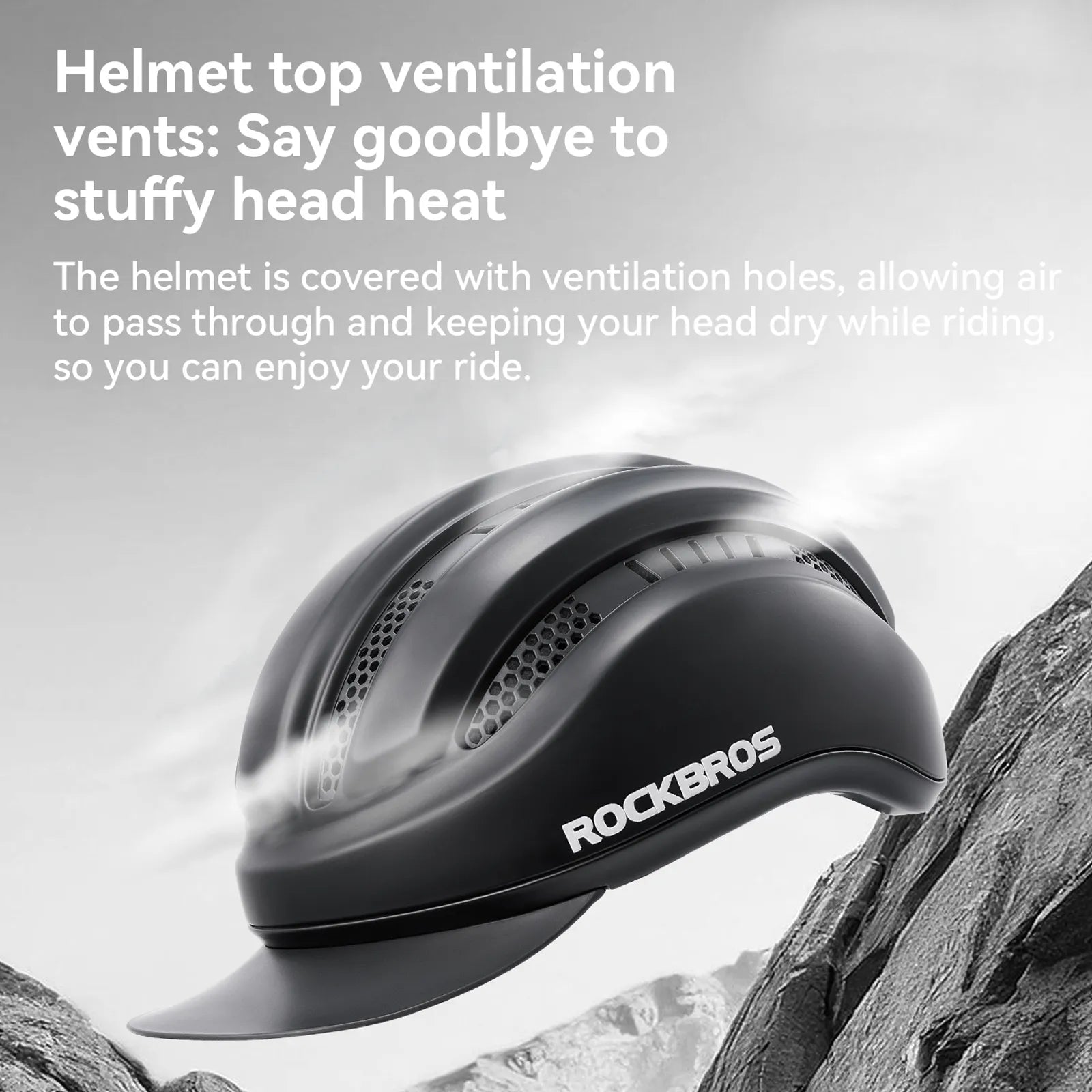 ROCKBROS urban cycling helmet with brim protection 54–60cm for commuter riding.
#color_green
