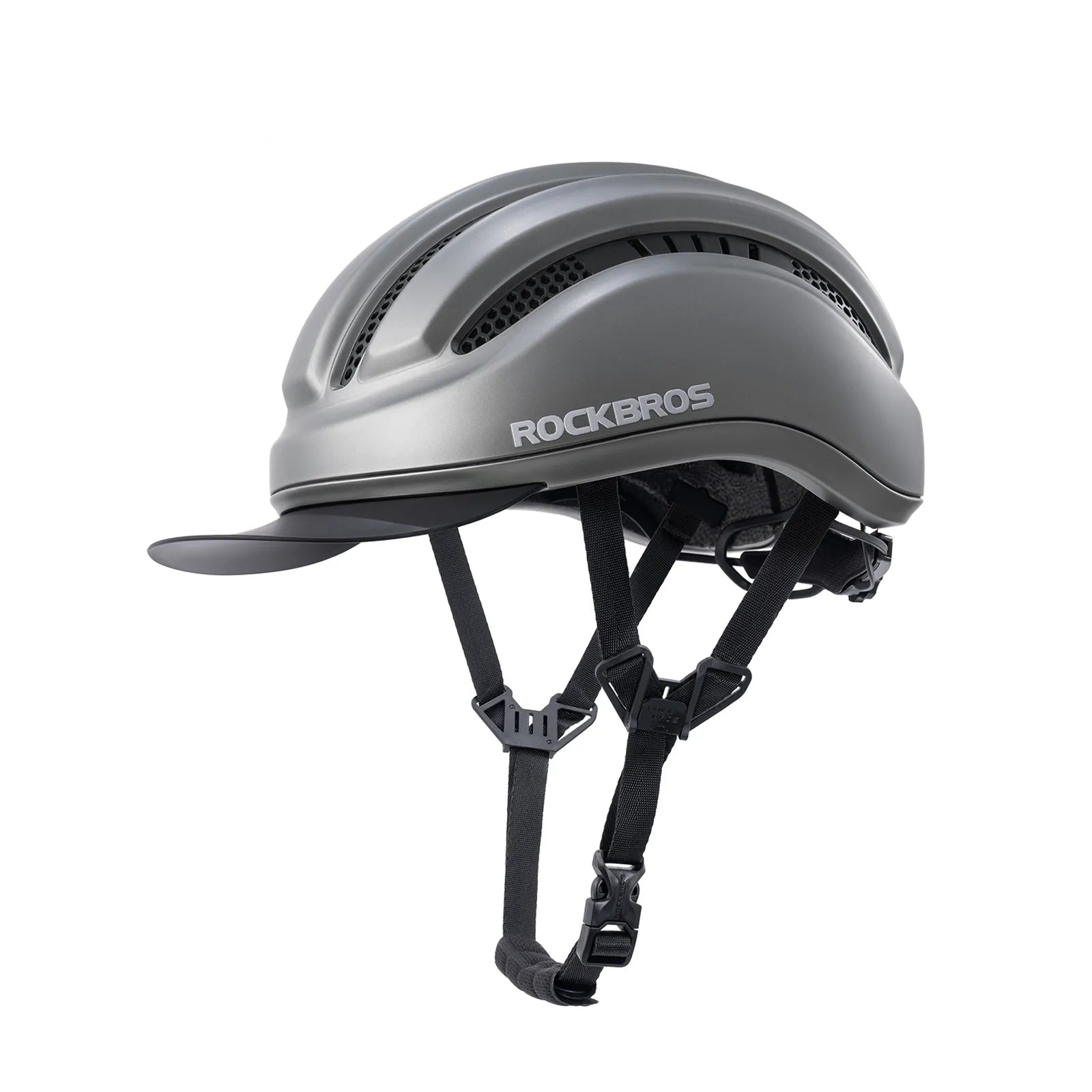 ROCKBROS urban cycling helmet with brim protection 54–60cm for commuter riding.
#color_grey